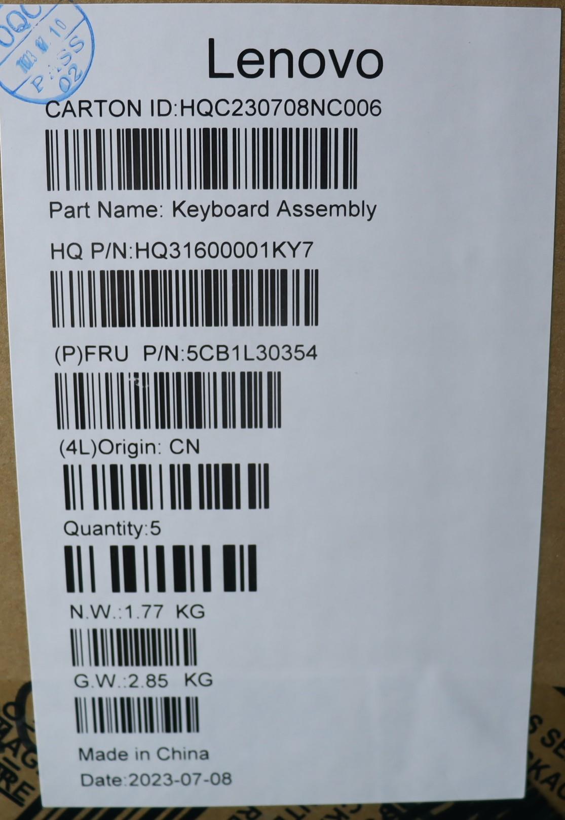 Lenovo Cover Upper Case Assembly Spa - 5CB1L30354