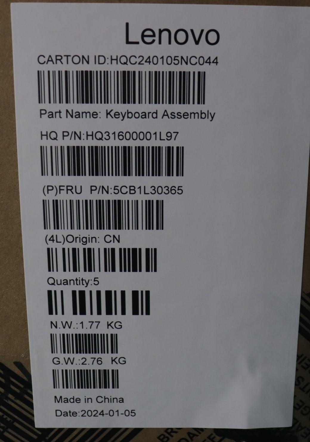 Lenovo Cover Upper Case Assembly Bel - 5CB1L30365