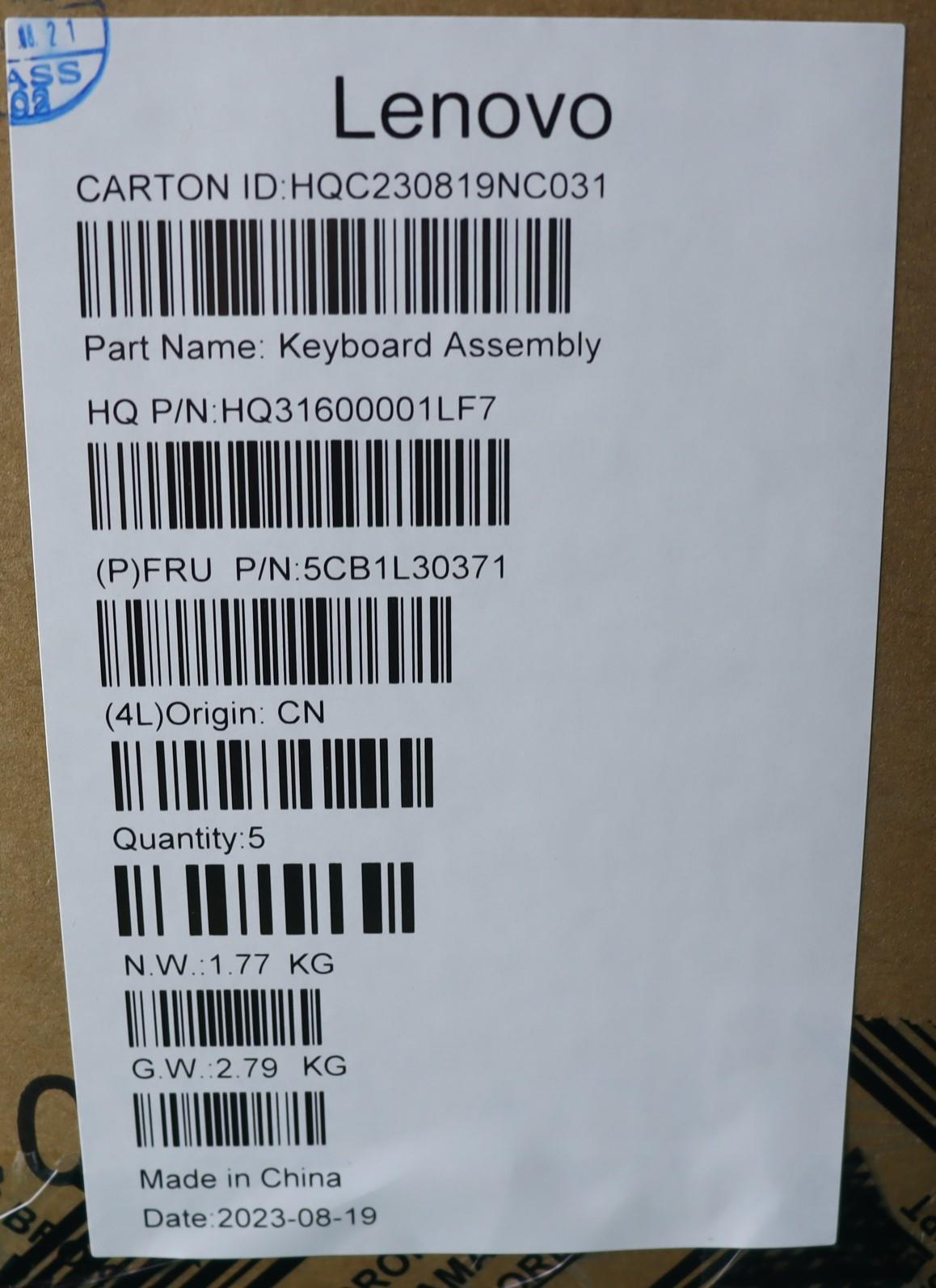 Lenovo Cover Upper Case Assembly Ita - 5CB1L30371