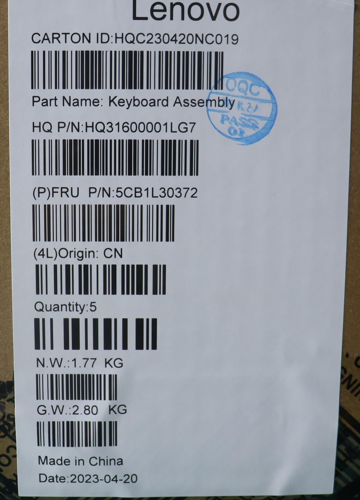 Lenovo Cover Upper Case Assembly Nord - 5CB1L30372