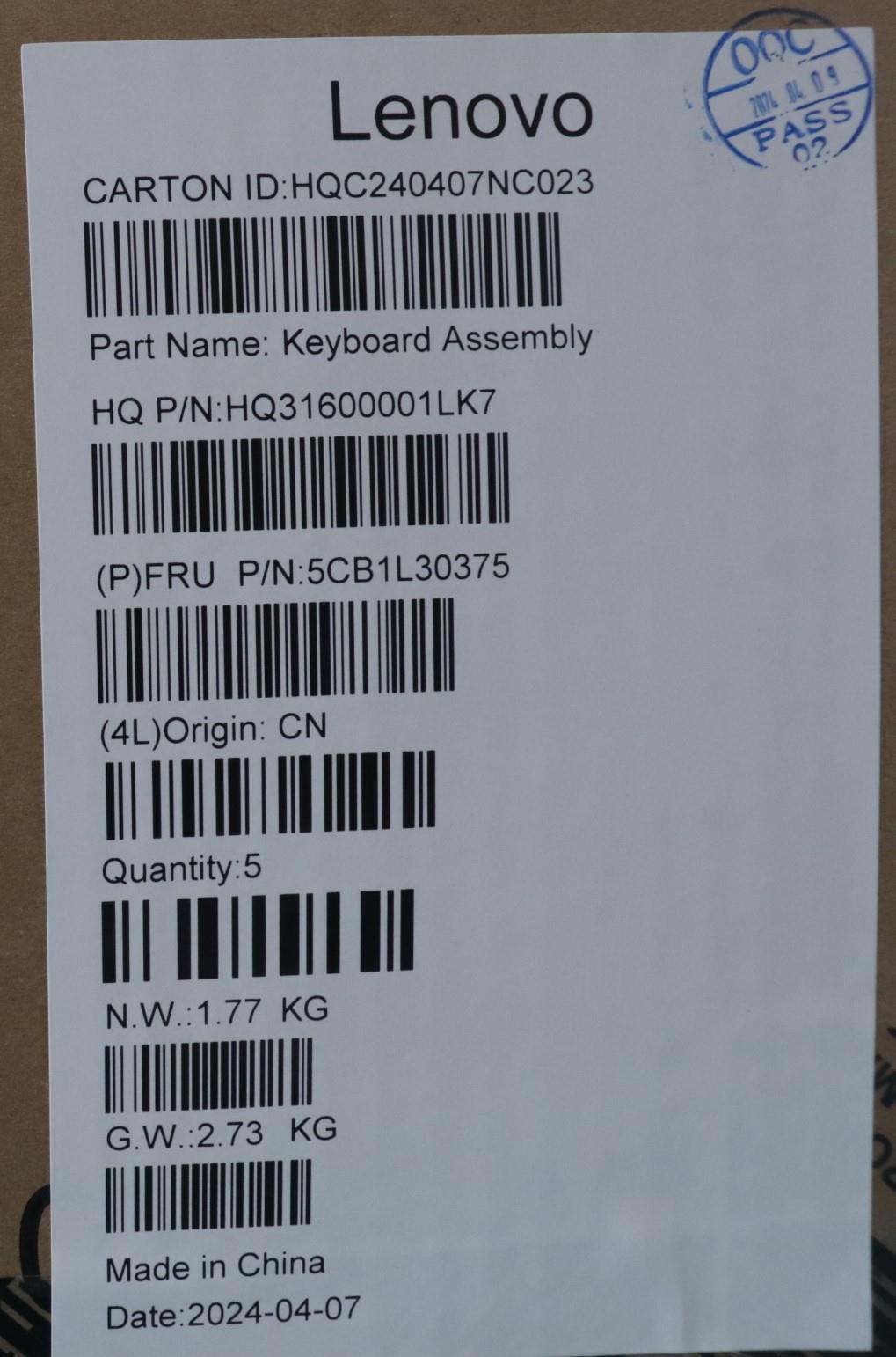 Lenovo Cover Upper Case Assembly Spa - 5CB1L30375