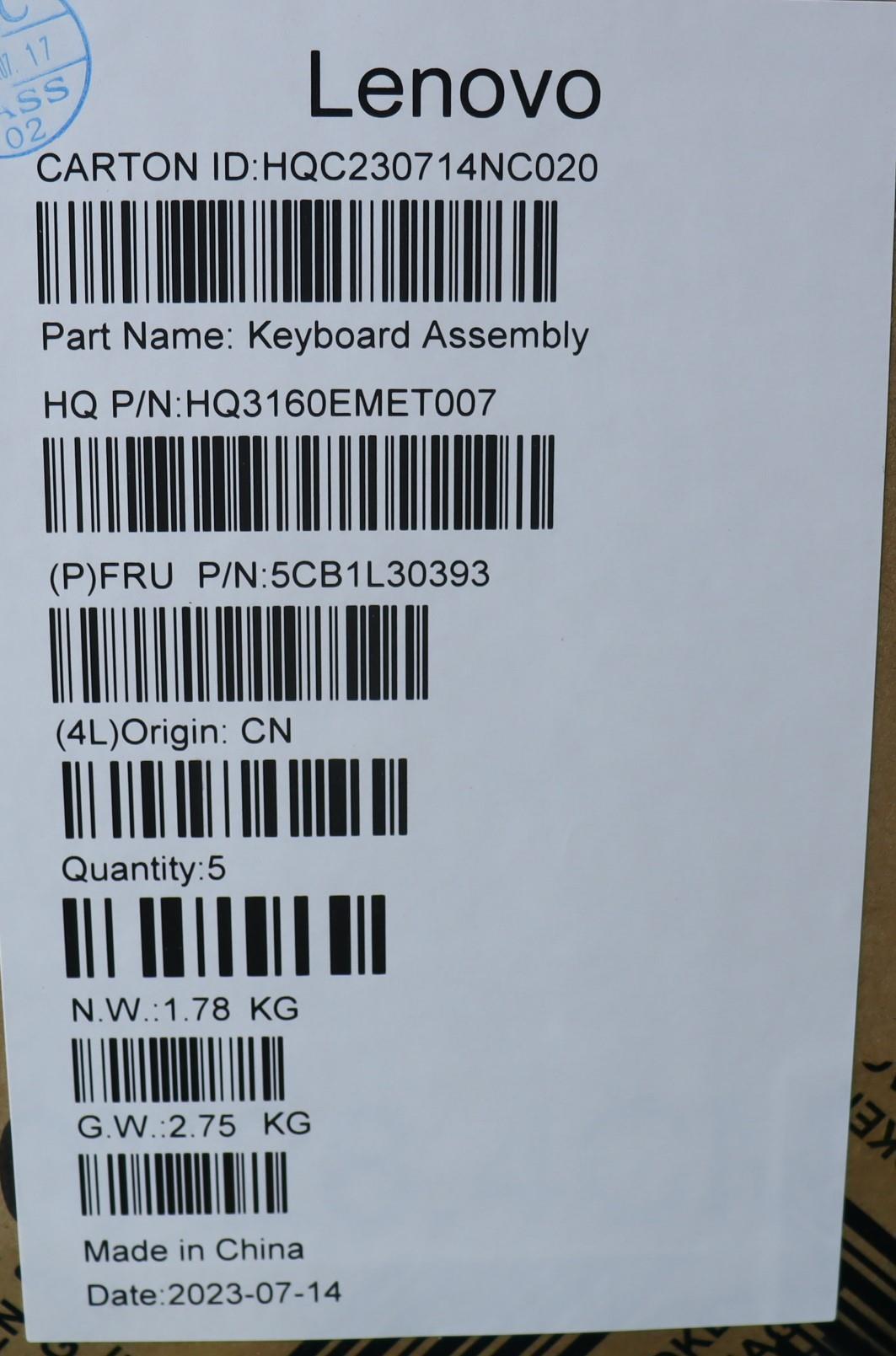 Lenovo Cover Upper Case Assembly Bel - 5CB1L30393