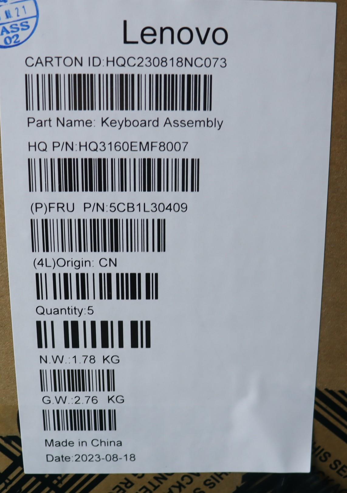 Lenovo Cover Upper Case Assembly Ita - 5CB1L30409