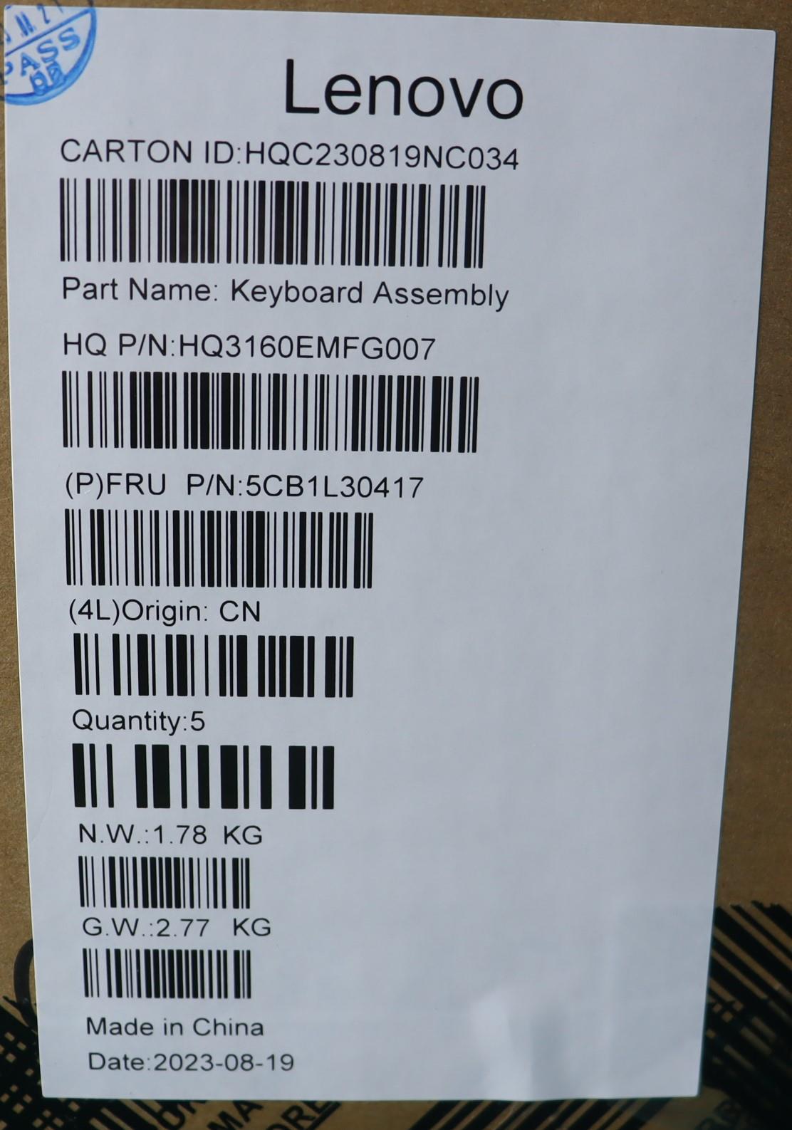 Lenovo Cover Upper Case Assembly Spa - 5CB1L30417