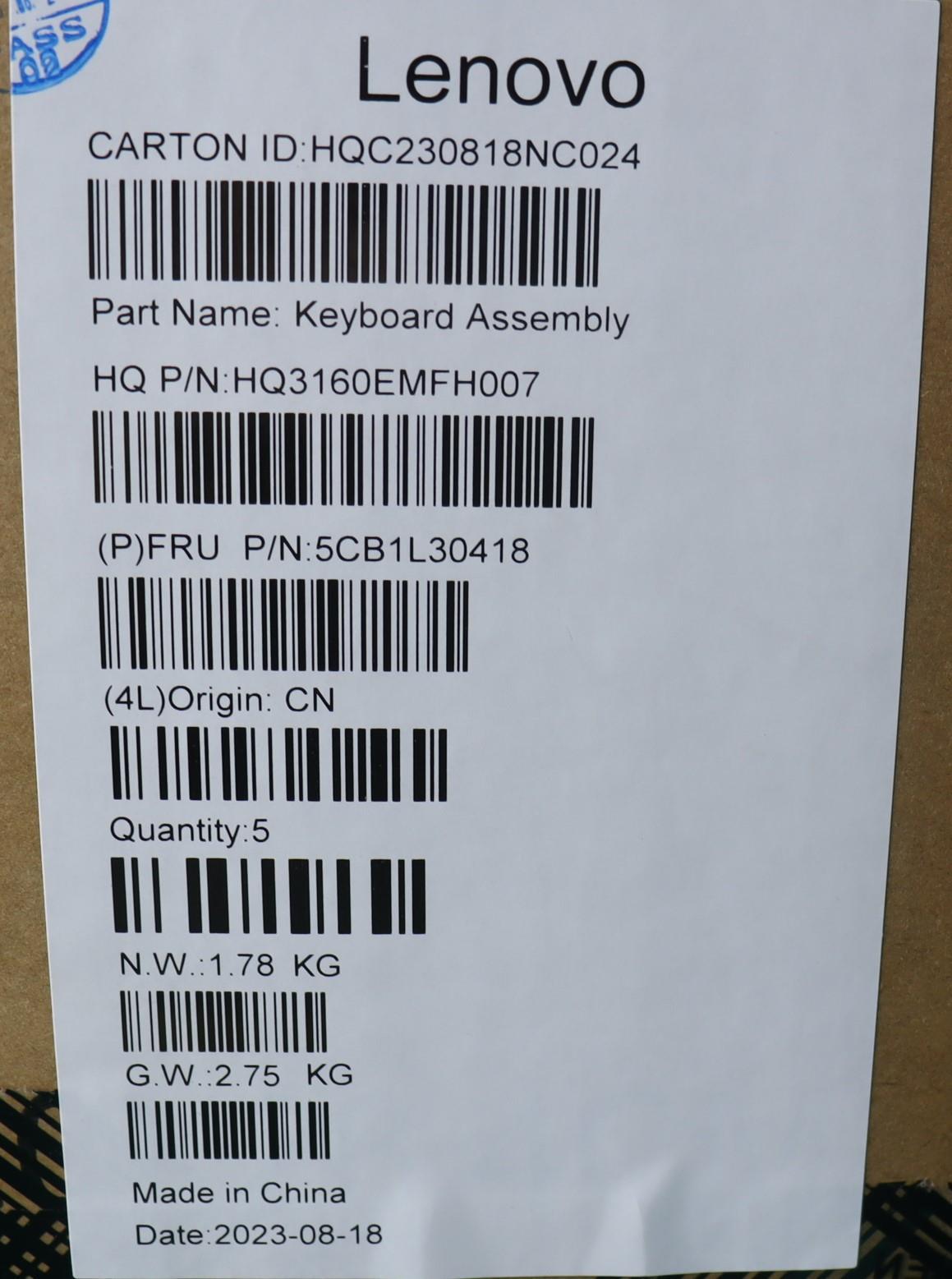 Lenovo Cover Upper Case Assembly Sws - 5CB1L30418