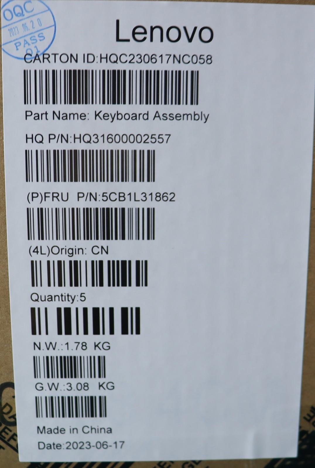 Lenovo Cover Upper Case Assembly Bel - 5CB1L31862