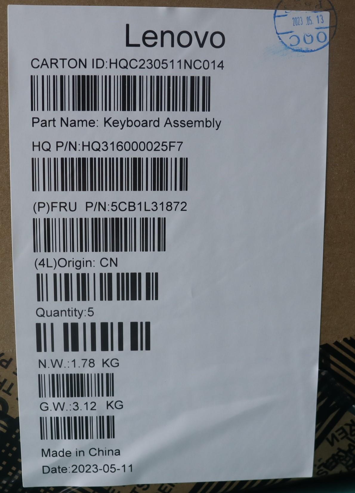 Lenovo Cover Upper Case Assembly Ita - 5CB1L31872