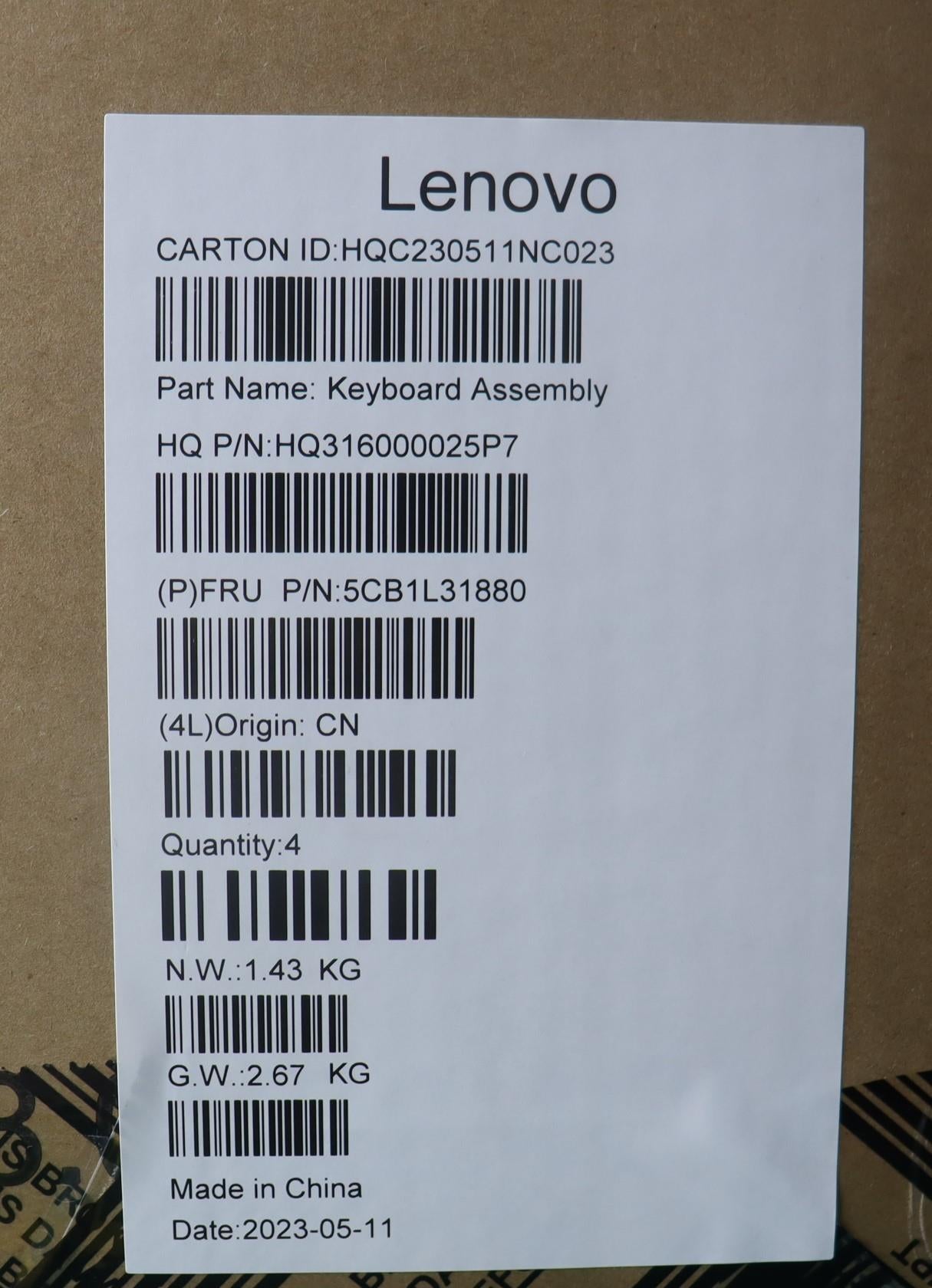 Lenovo Cover Upper Case Assembly Por - 5CB1L31880