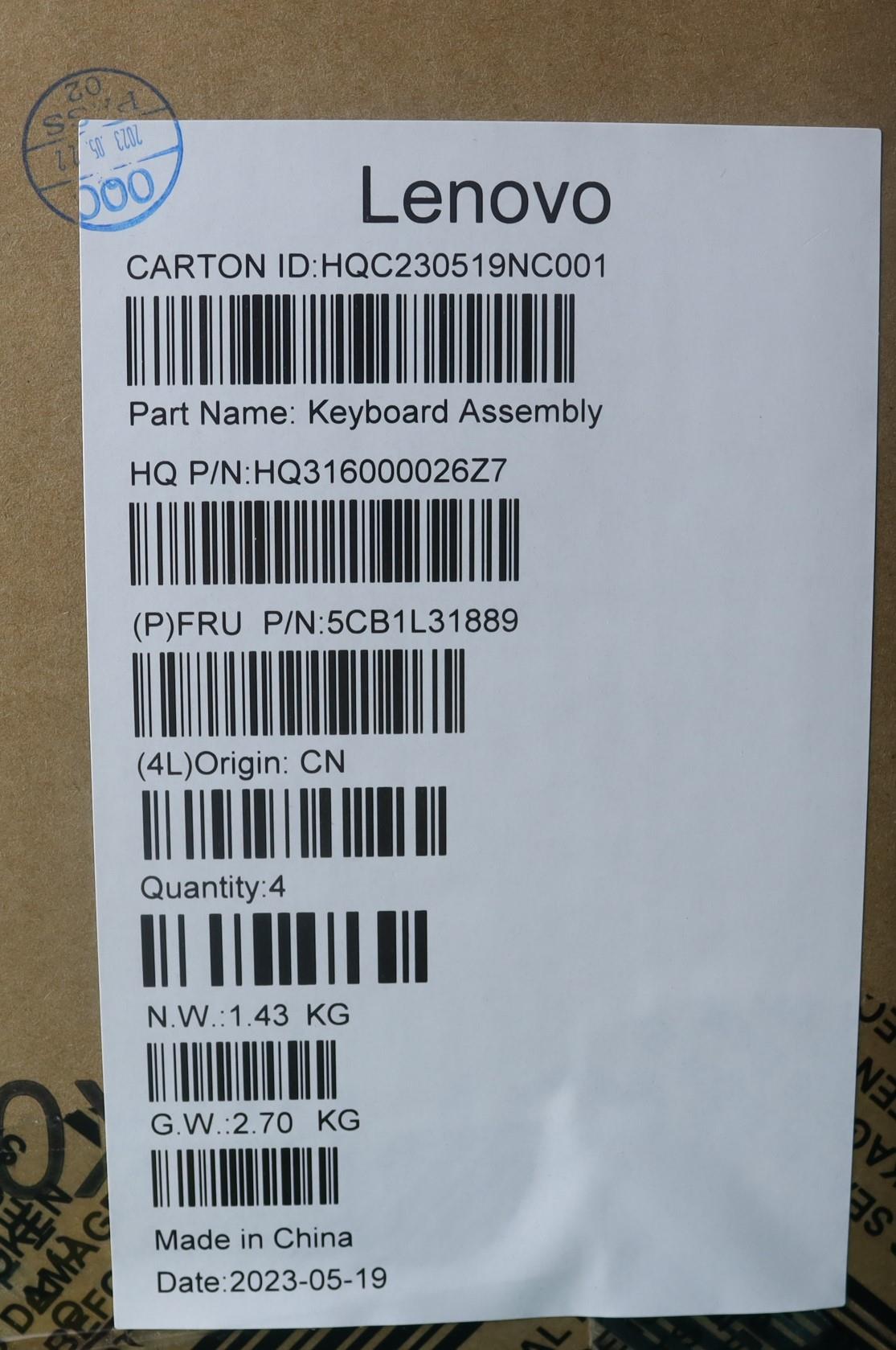 Lenovo Cover Upper Case Assembly Euro - 5CB1L31889