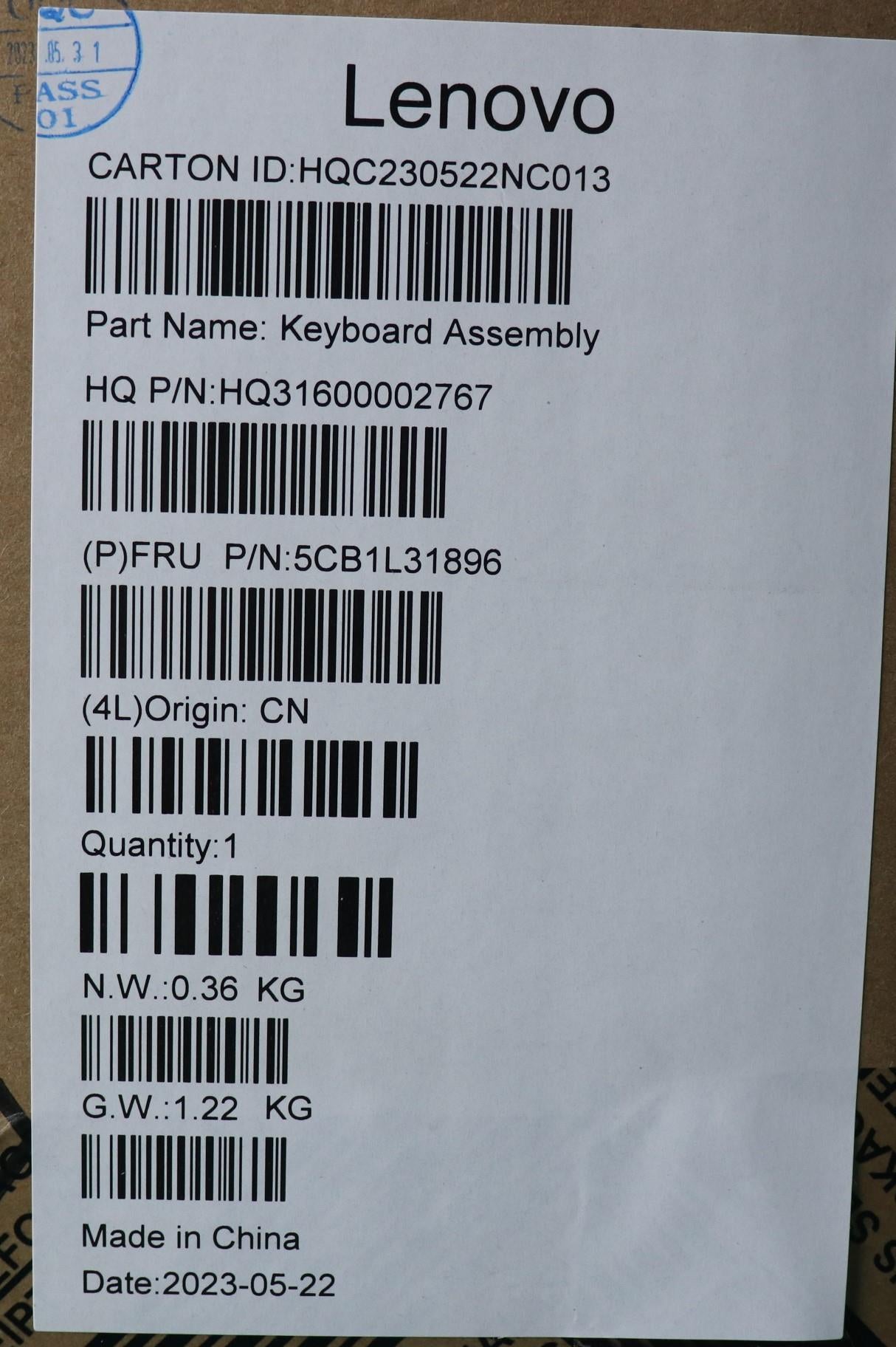 Lenovo Cover Upper Case Assembly Fra - 5CB1L31896