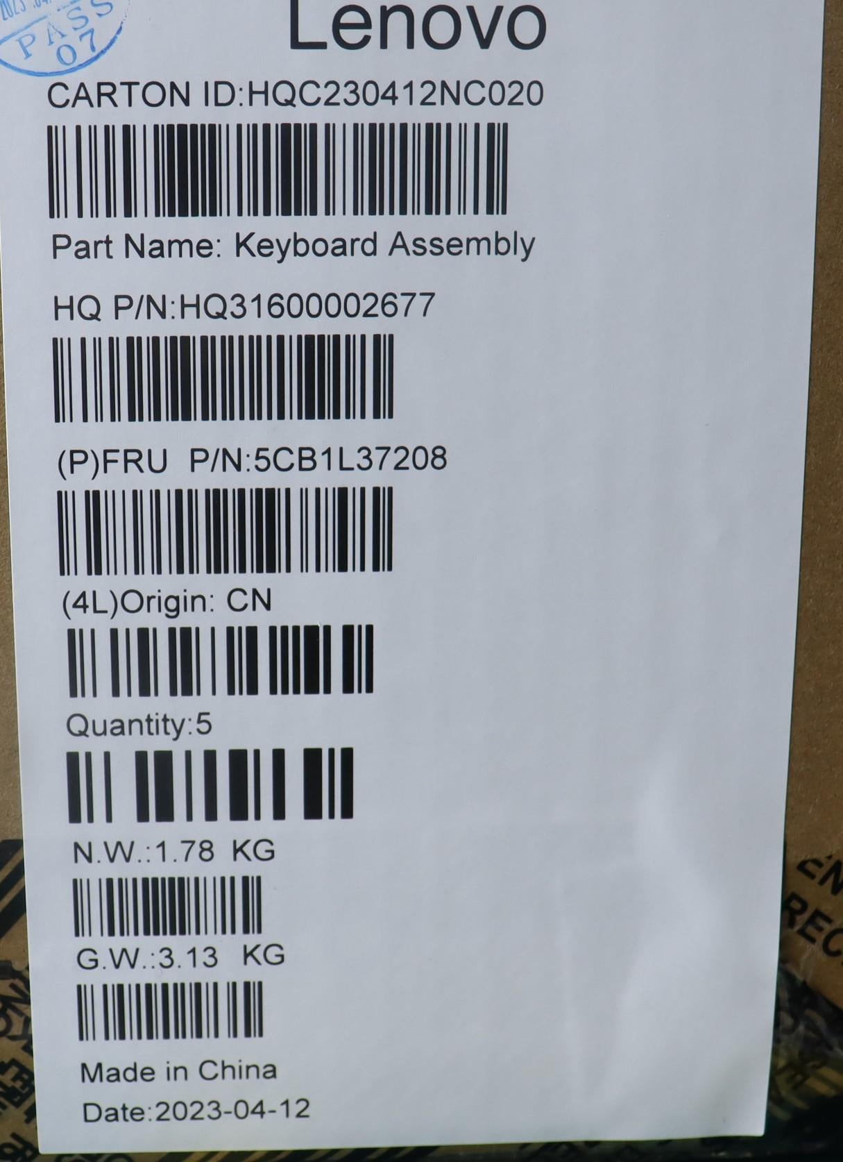 Lenovo Cover Upper Case Assembly Ger - 5CB1L37208