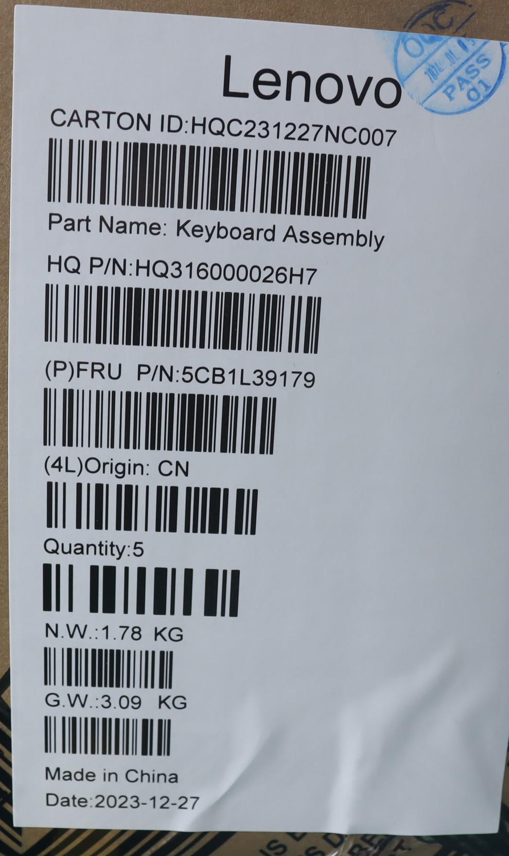 Lenovo Cover Upper Case Assembly Tur - 5CB1L39179