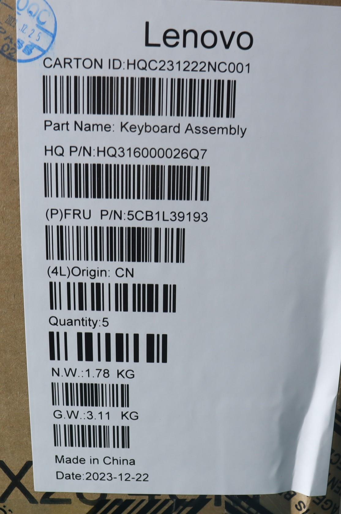 Lenovo Cover Upper Case Assembly Bel - 5CB1L39193