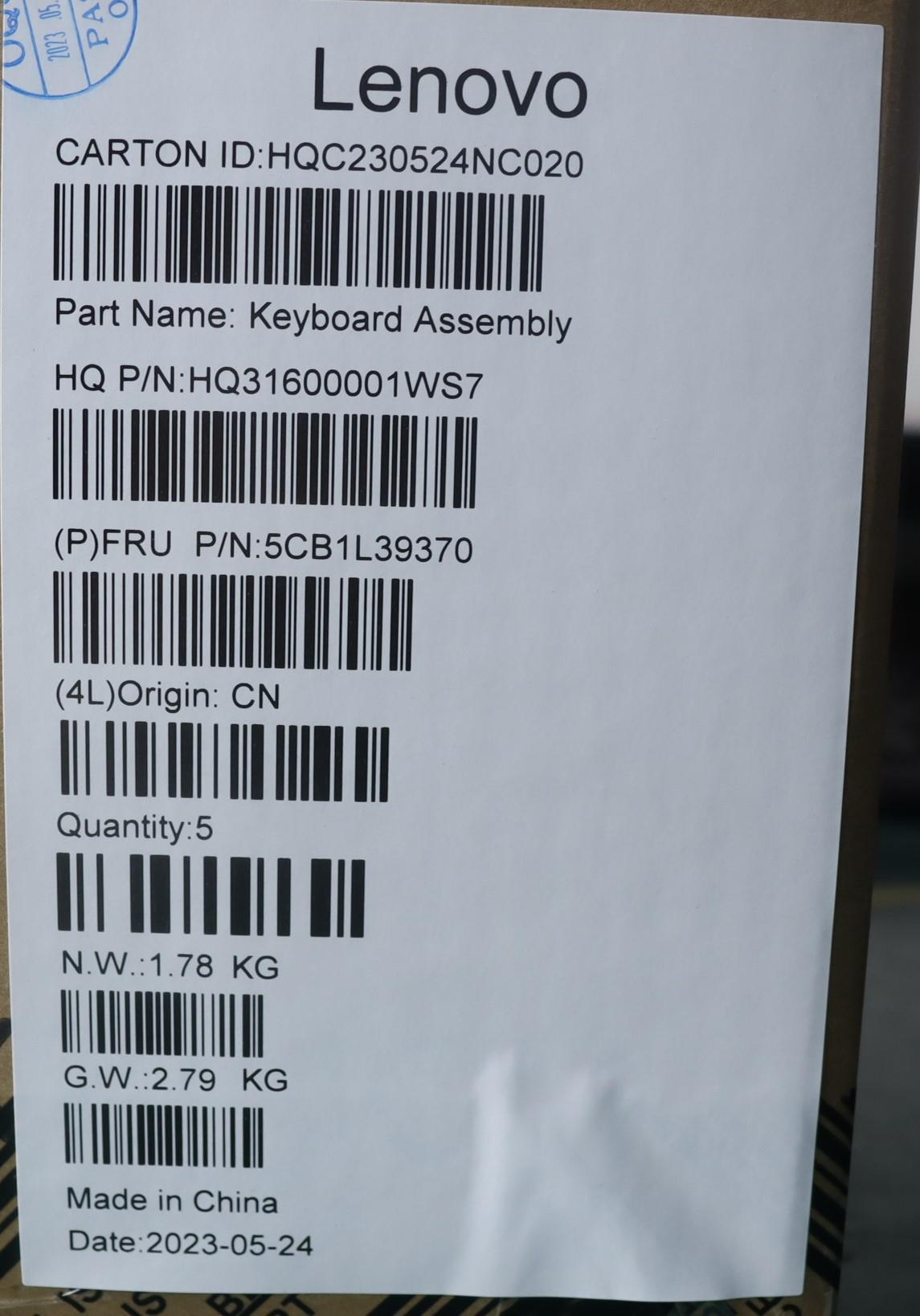 Lenovo Cover Upper Case Assembly Bel - 5CB1L39370
