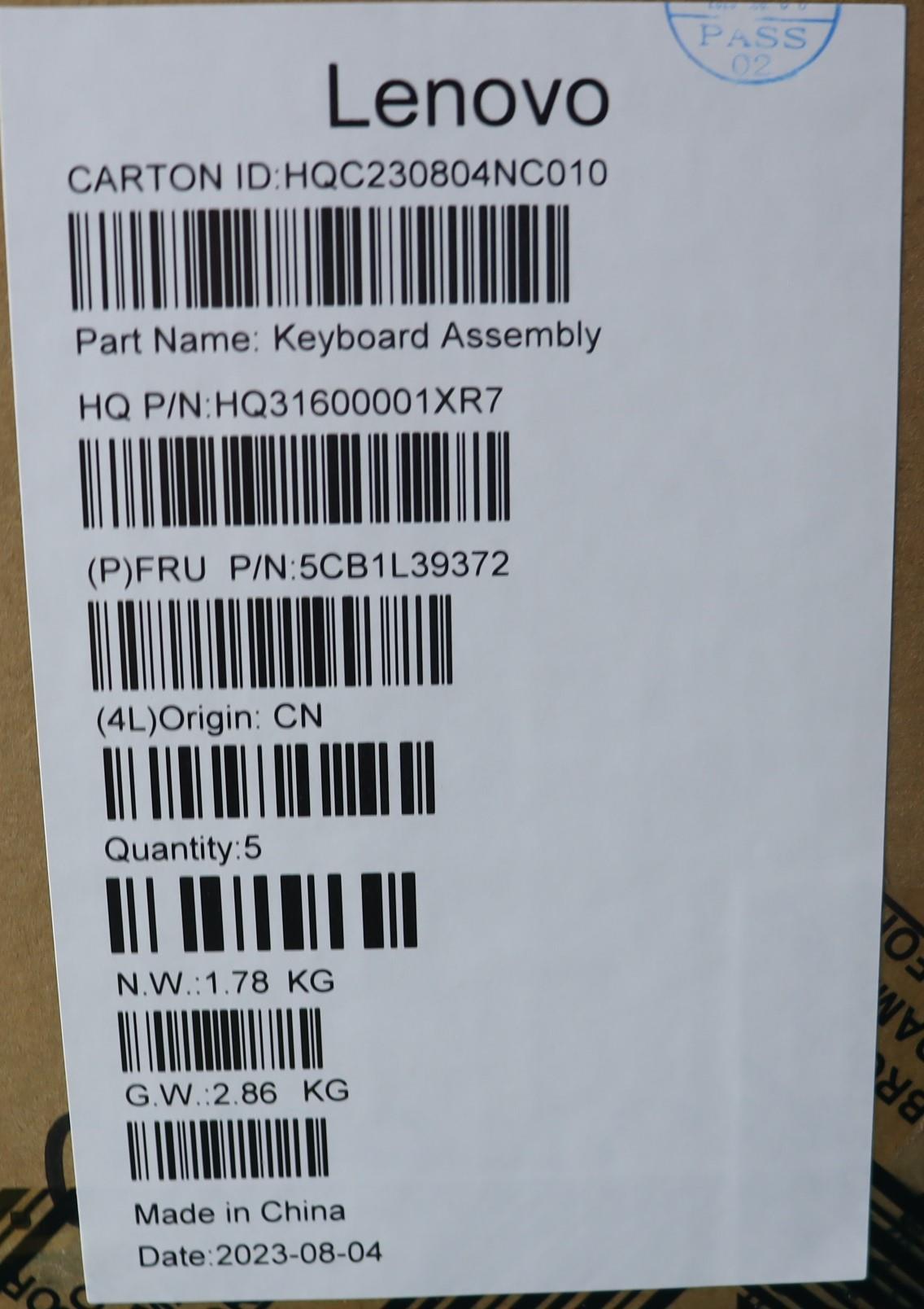 Lenovo Cover Upper Case Assembly Bel - 5CB1L39372