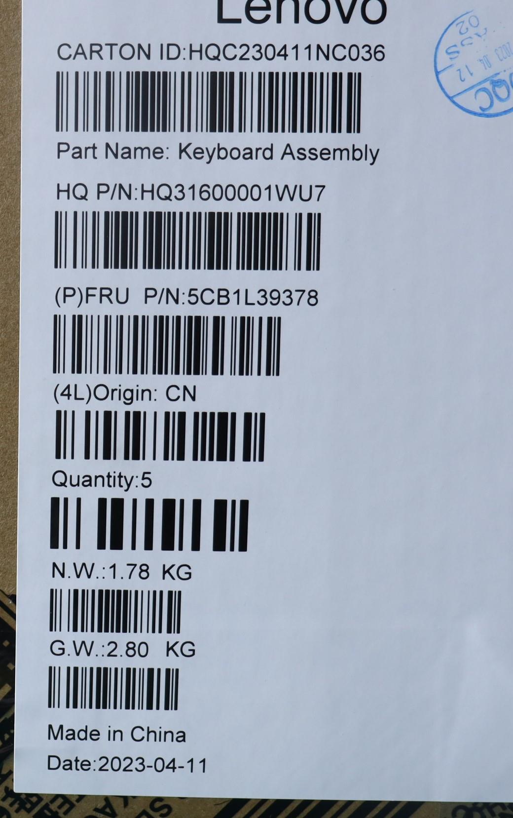 Lenovo Cover Upper Case Assembly Bul - 5CB1L39378