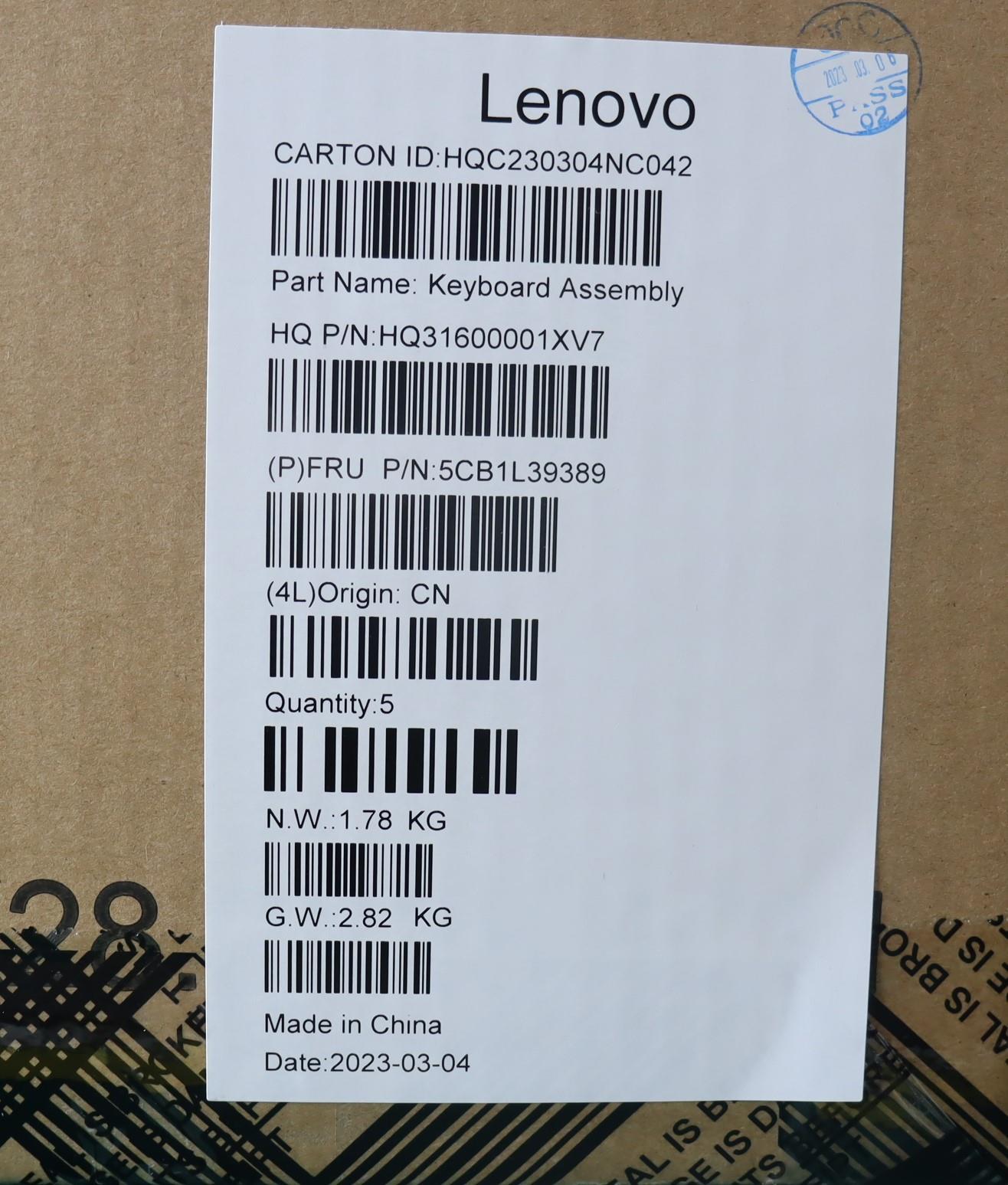 Lenovo Cover Upper Case Assembly Eng - 5CB1L39389