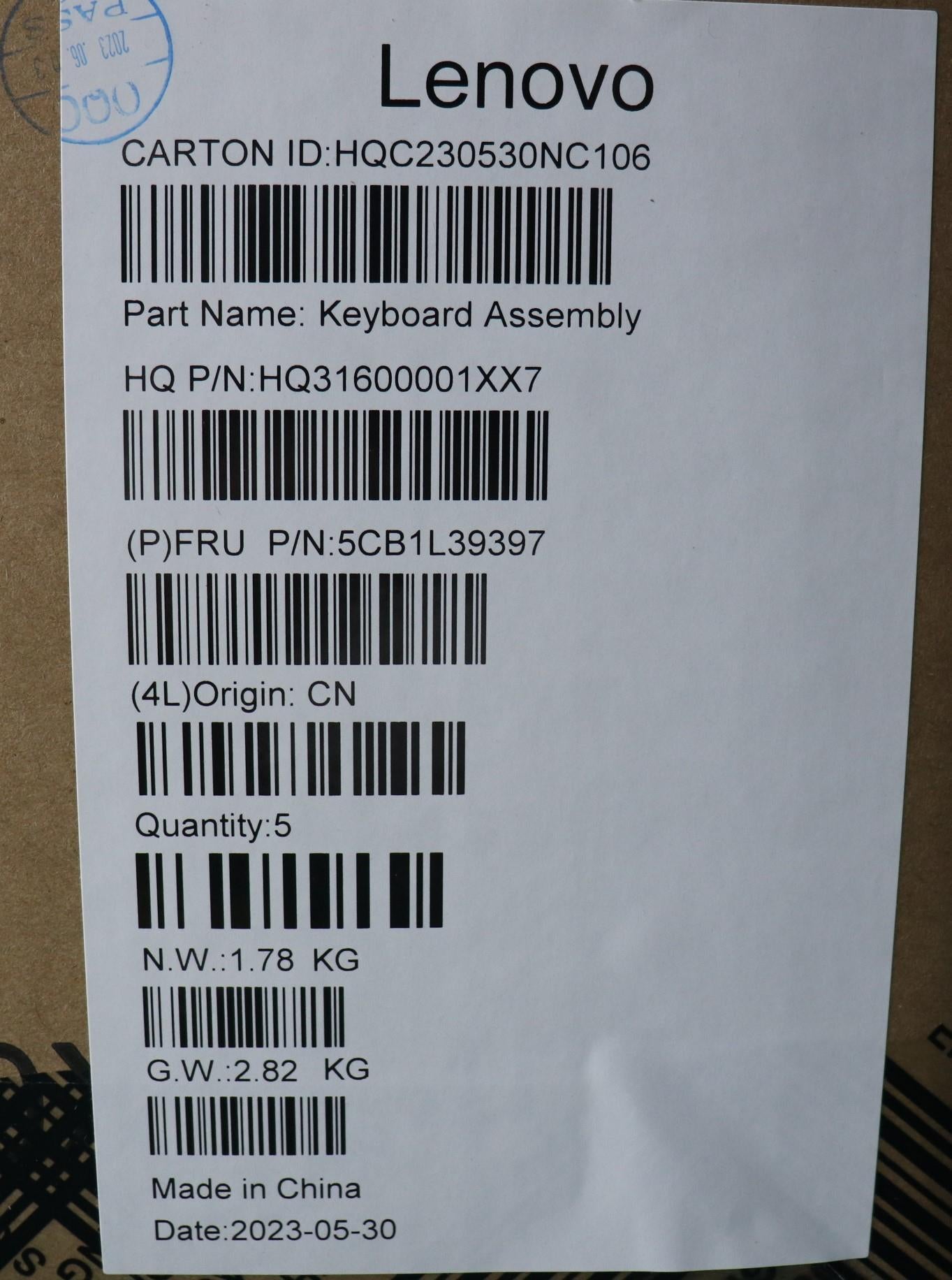 Lenovo Cover Upper Case Assembly Fra - 5CB1L39397