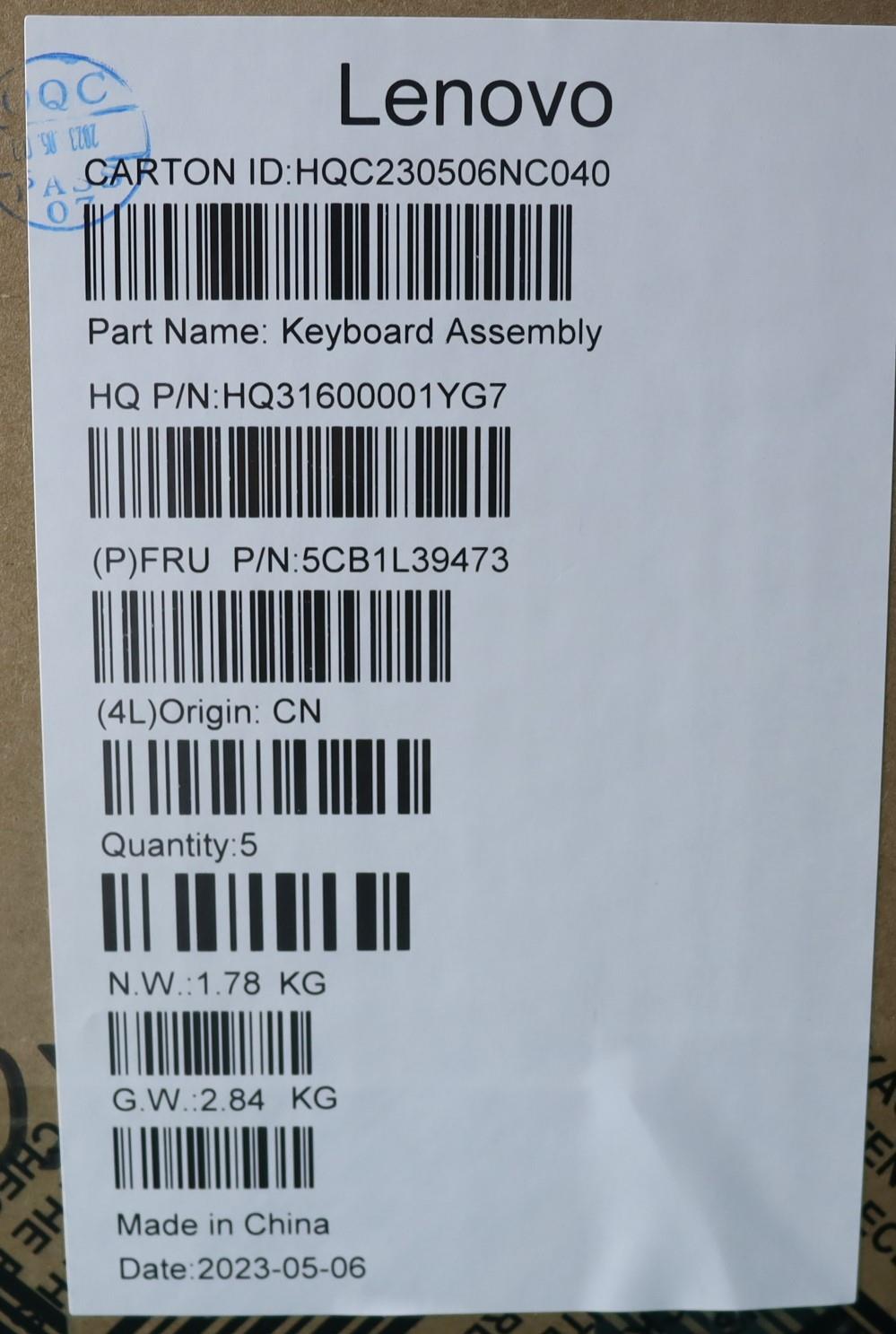 Lenovo Cover Upper Case Assembly Tc H - 5CB1L39473