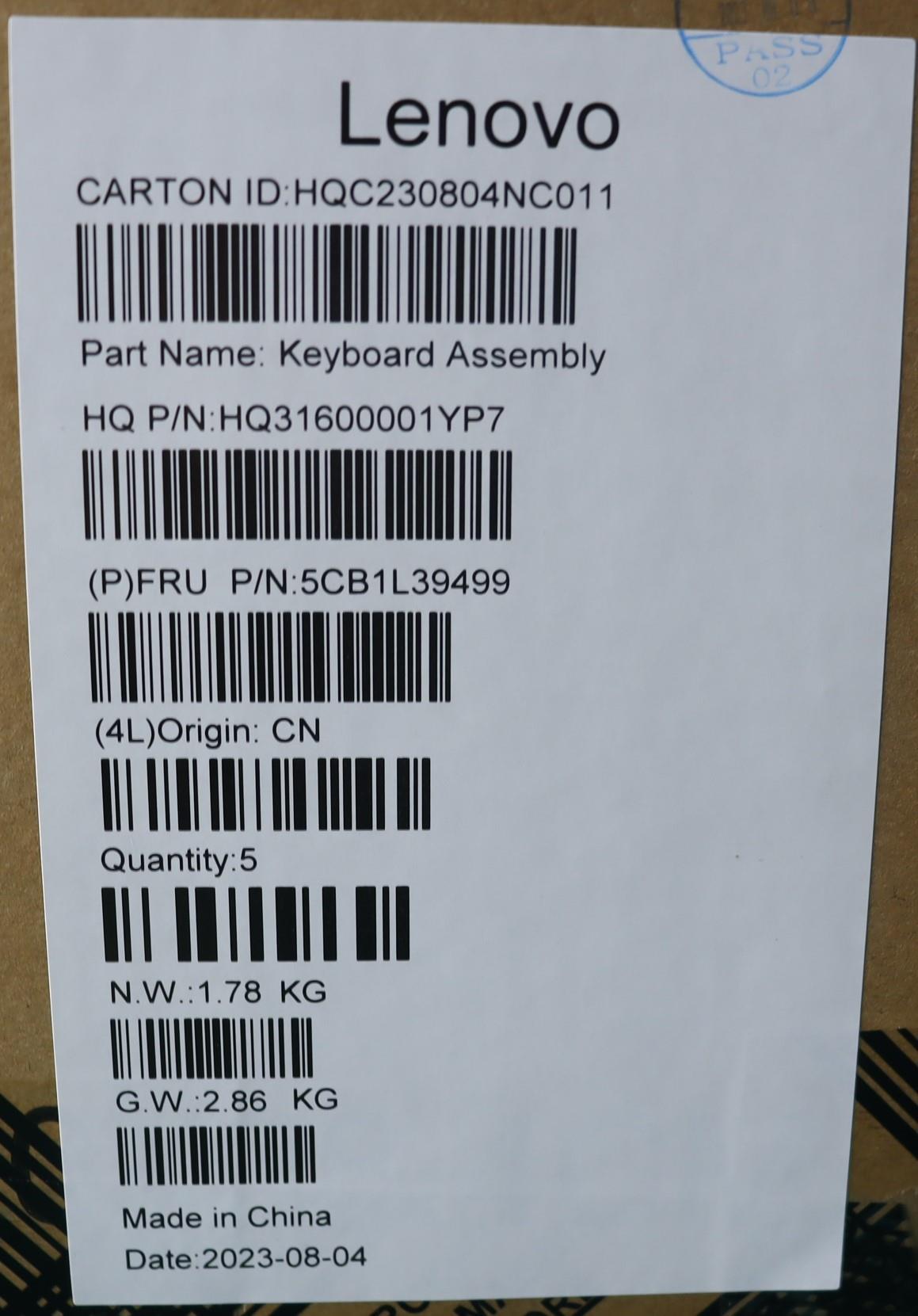 Lenovo Cover Upper Case Assembly Bel - 5CB1L39499