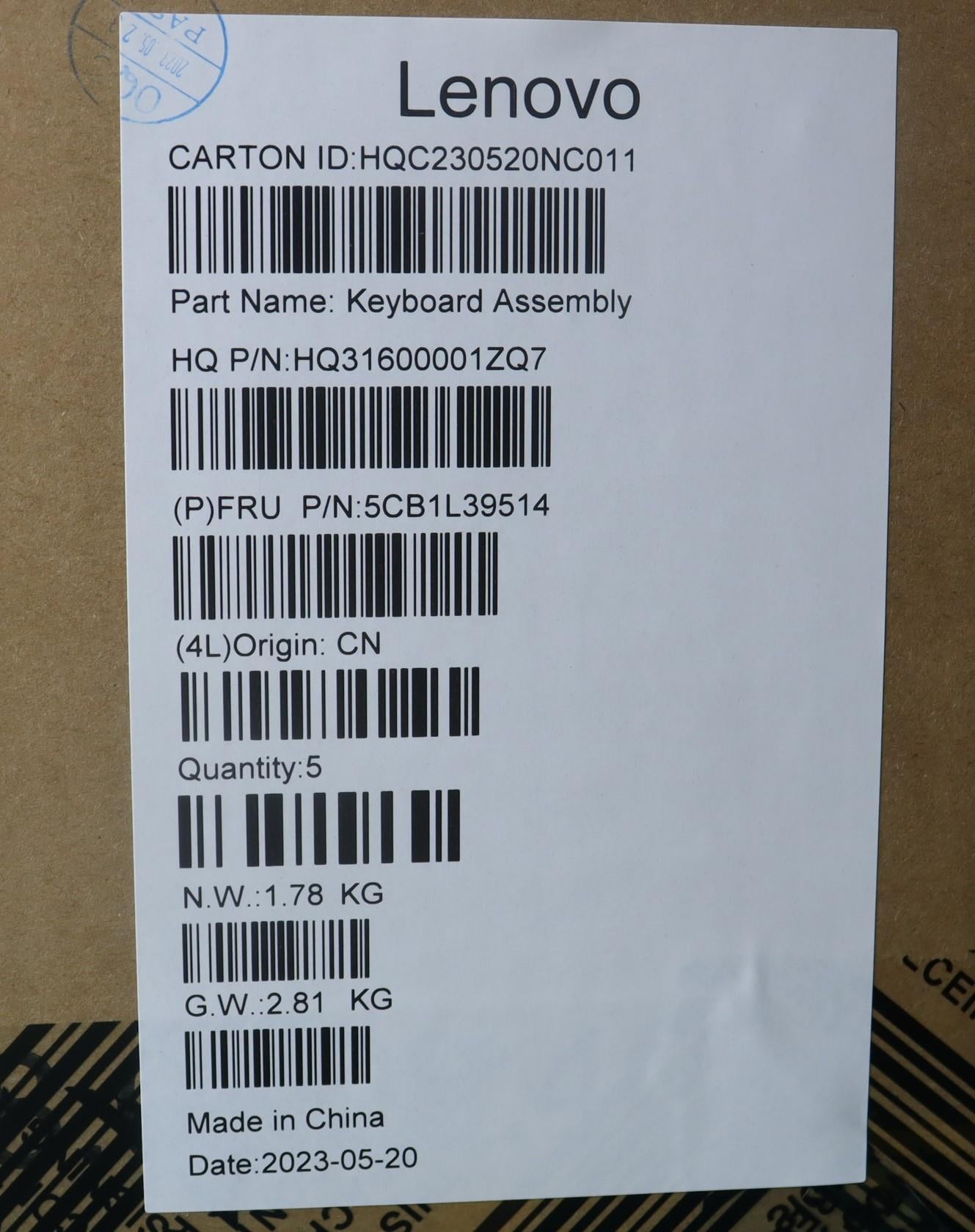 Lenovo Cover Upper Case Assembly Cze/ - 5CB1L39514
