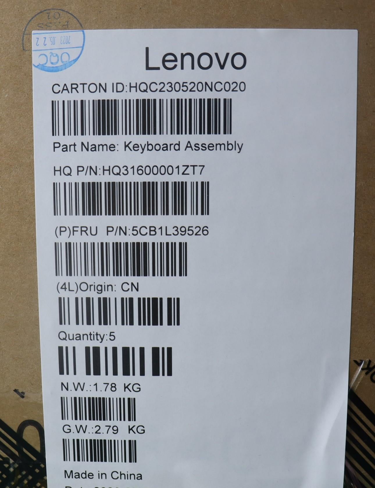 Lenovo Cover Upper Case Assembly Fra - 5CB1L39526