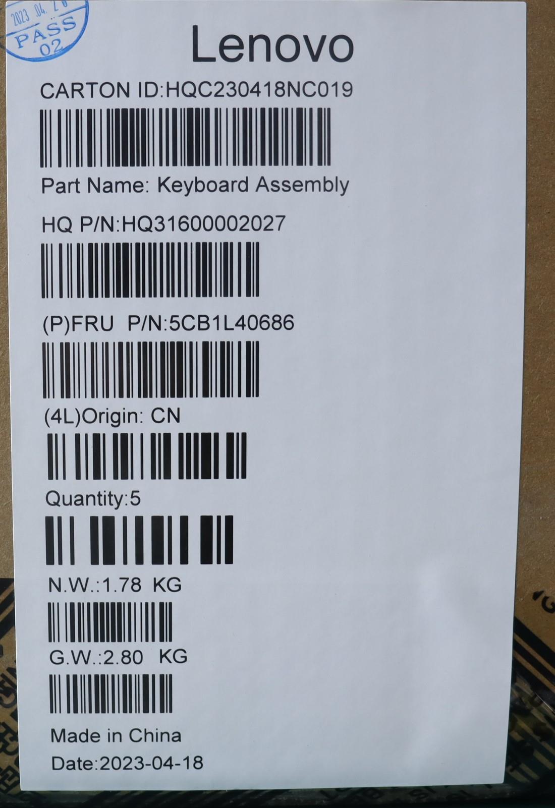 Lenovo Cover Upper Case Assembly Ita - 5CB1L40686