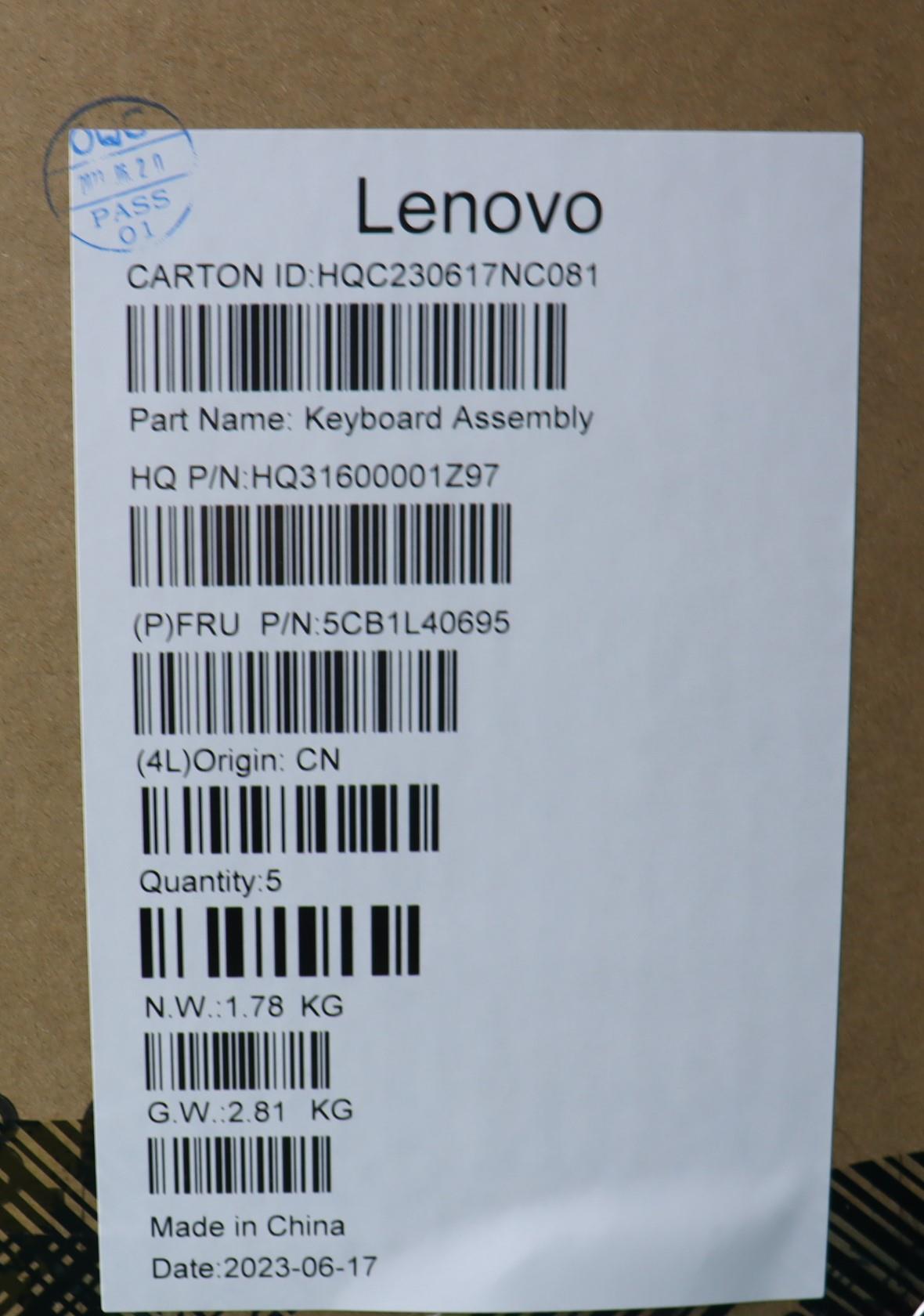 Lenovo Cover Upper Case Assembly Por - 5CB1L40695