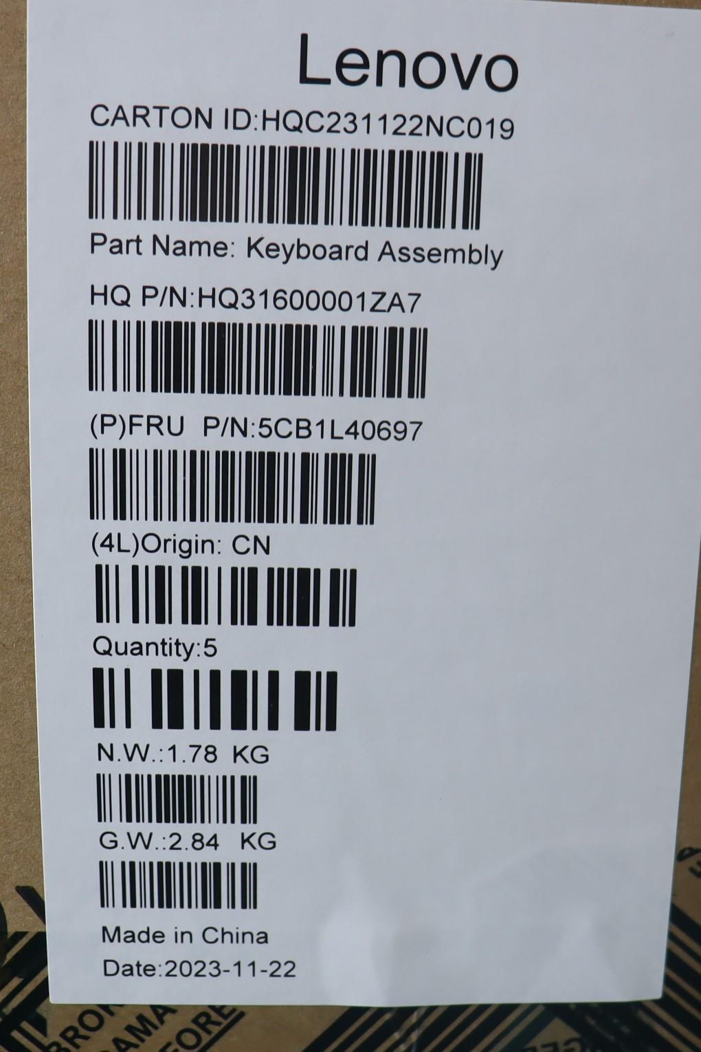 Lenovo Cover Upper Case Assembly Rus - 5CB1L40697