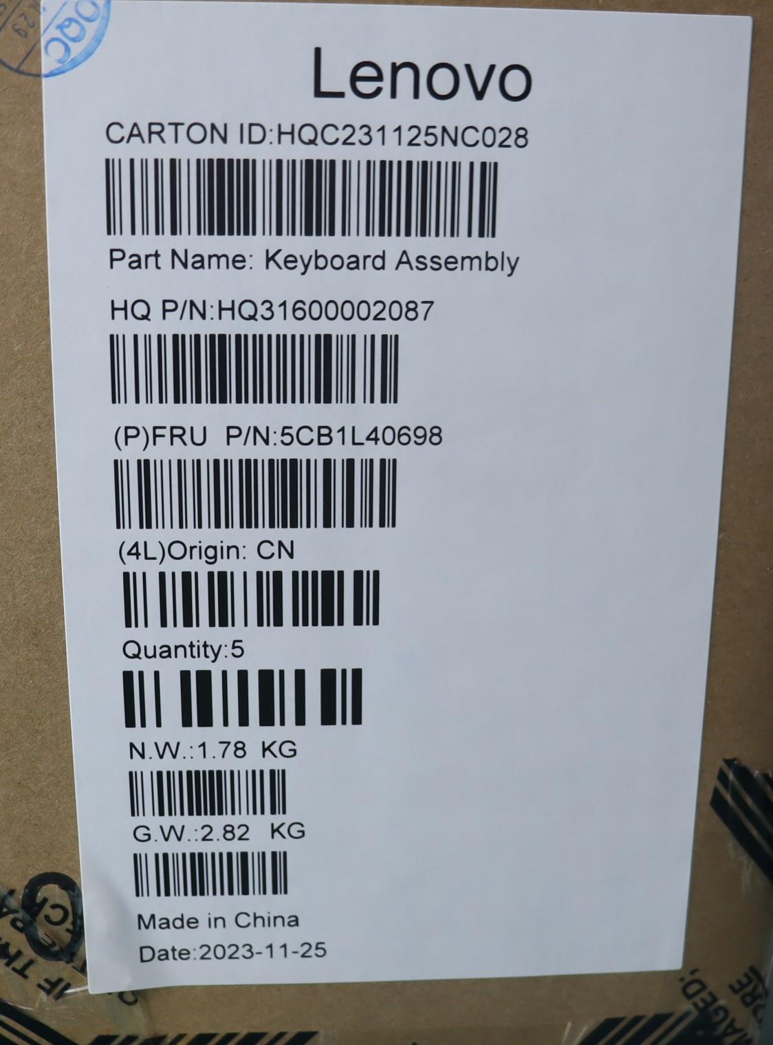 Lenovo Cover Upper Case Assembly Rus - 5CB1L40698