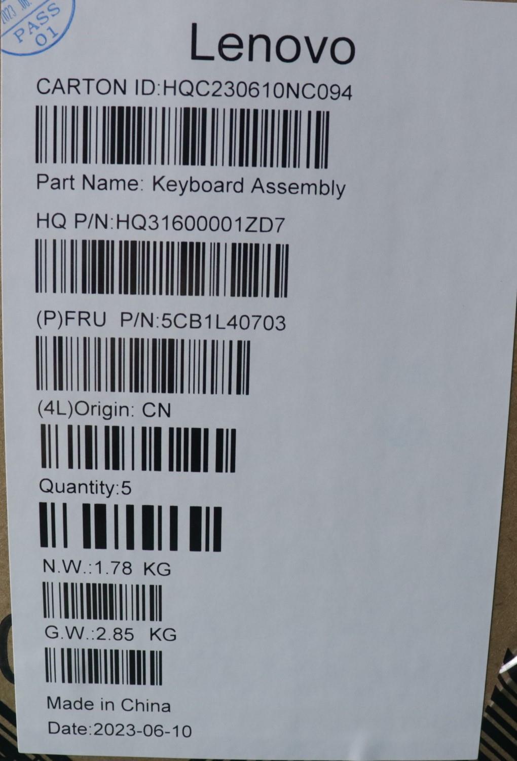 Lenovo Cover Upper Case Assembly Sws - 5CB1L40703