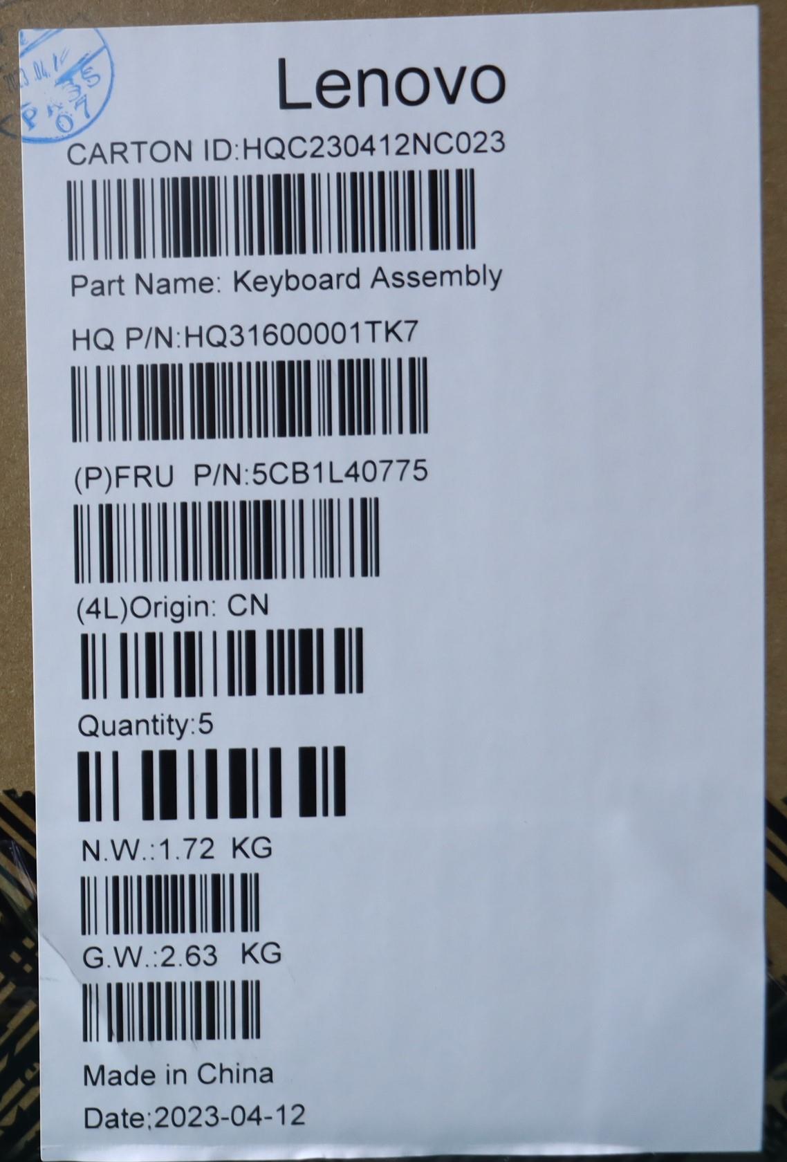 Lenovo Cover Upper Case Assembly Fra/ - 5CB1L40775