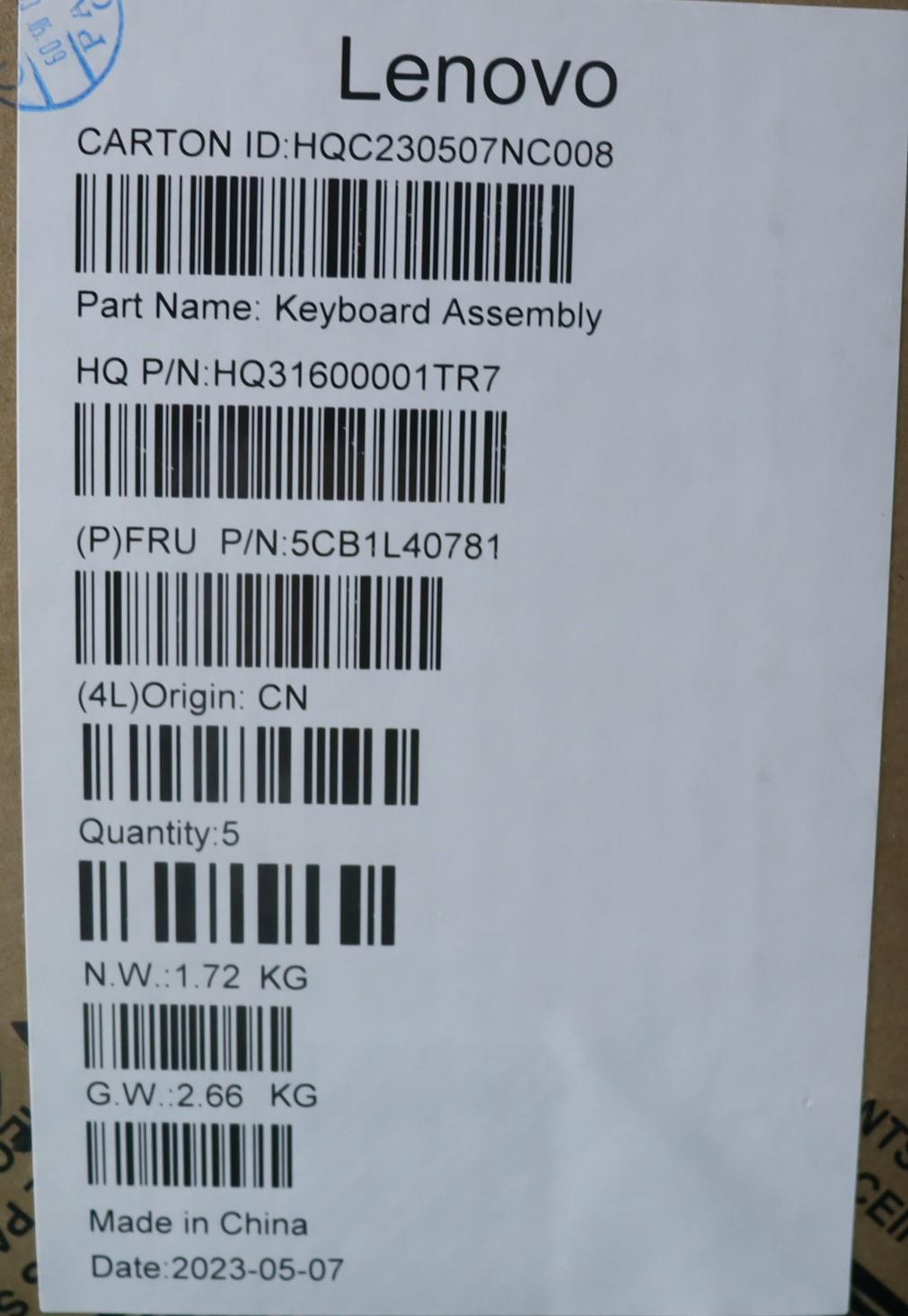 Lenovo Cover Upper Case Assembly Sws - 5CB1L40781