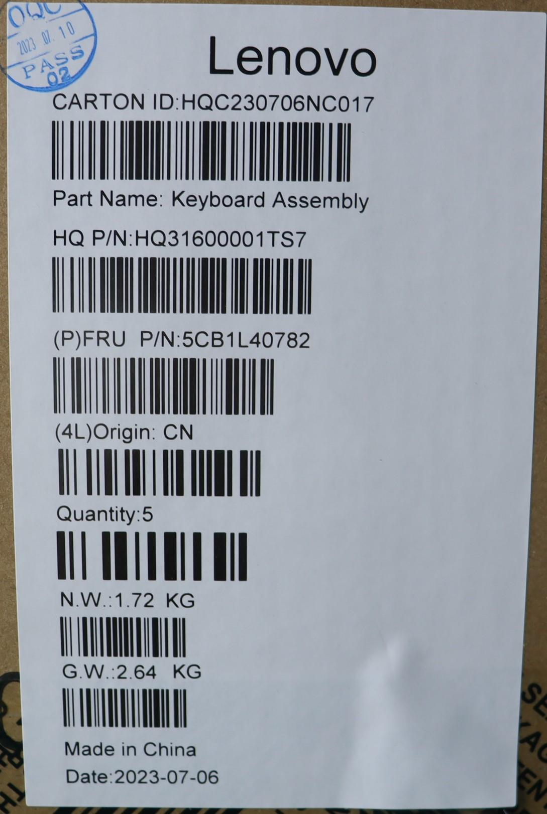 Lenovo Cover Upper Case Assembly Tc H - 5CB1L40782