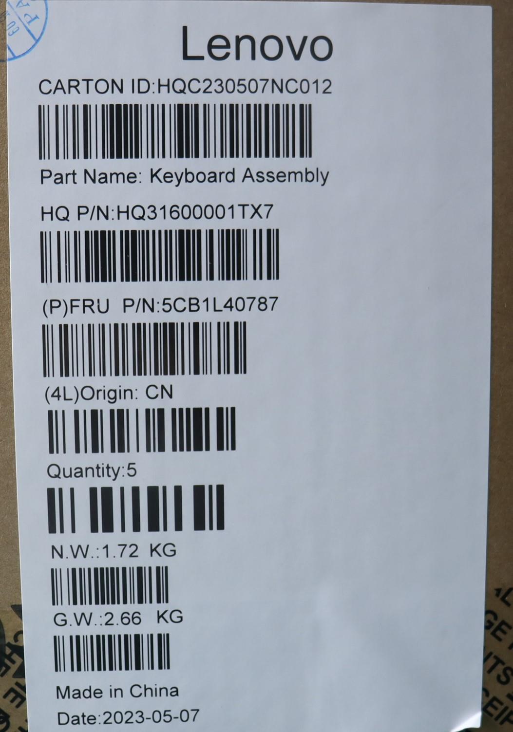 Lenovo Cover Upper Case Assembly Eng - 5CB1L40787