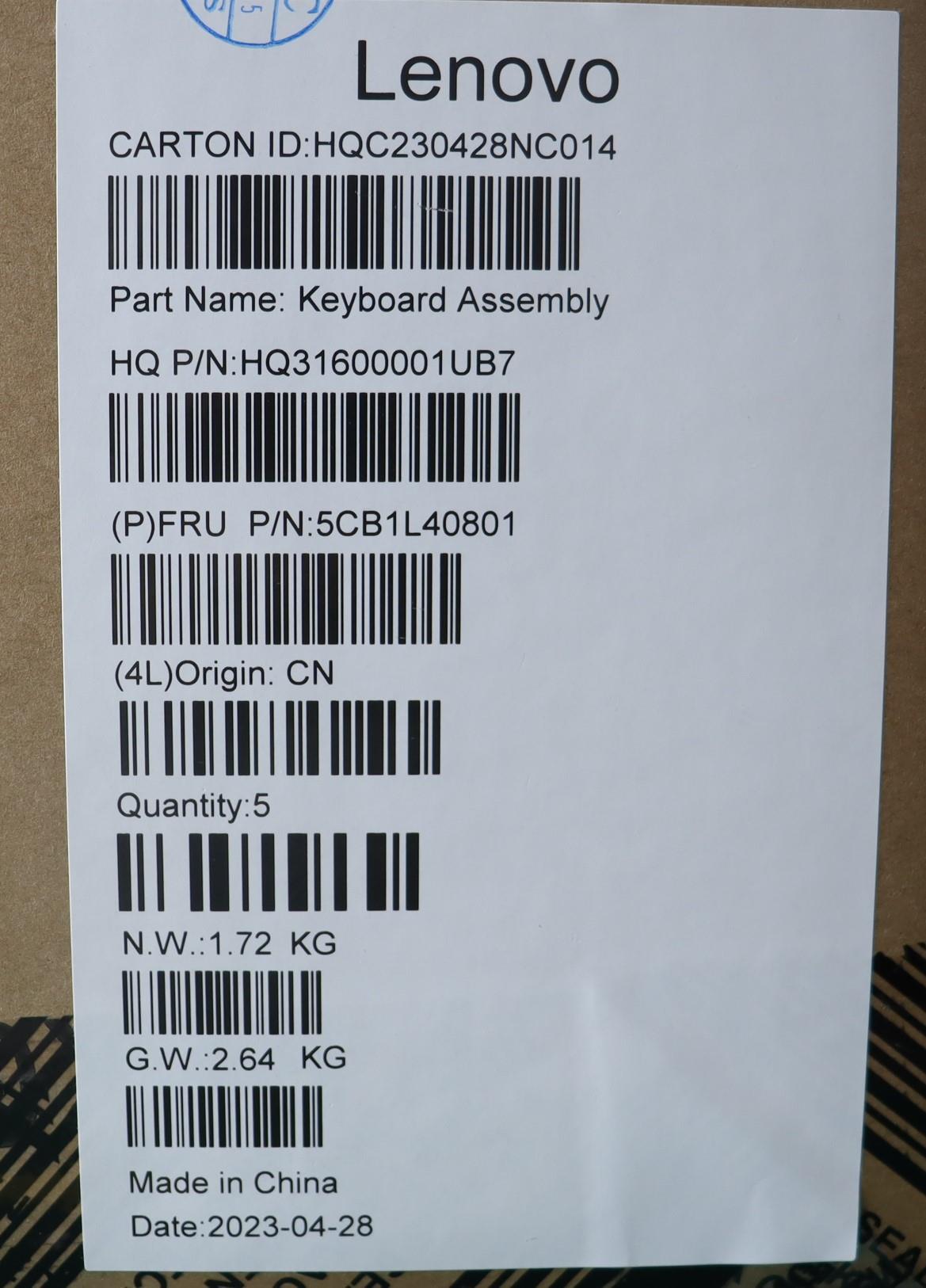 Lenovo Cover Upper Case Assembly Ita - 5CB1L40801