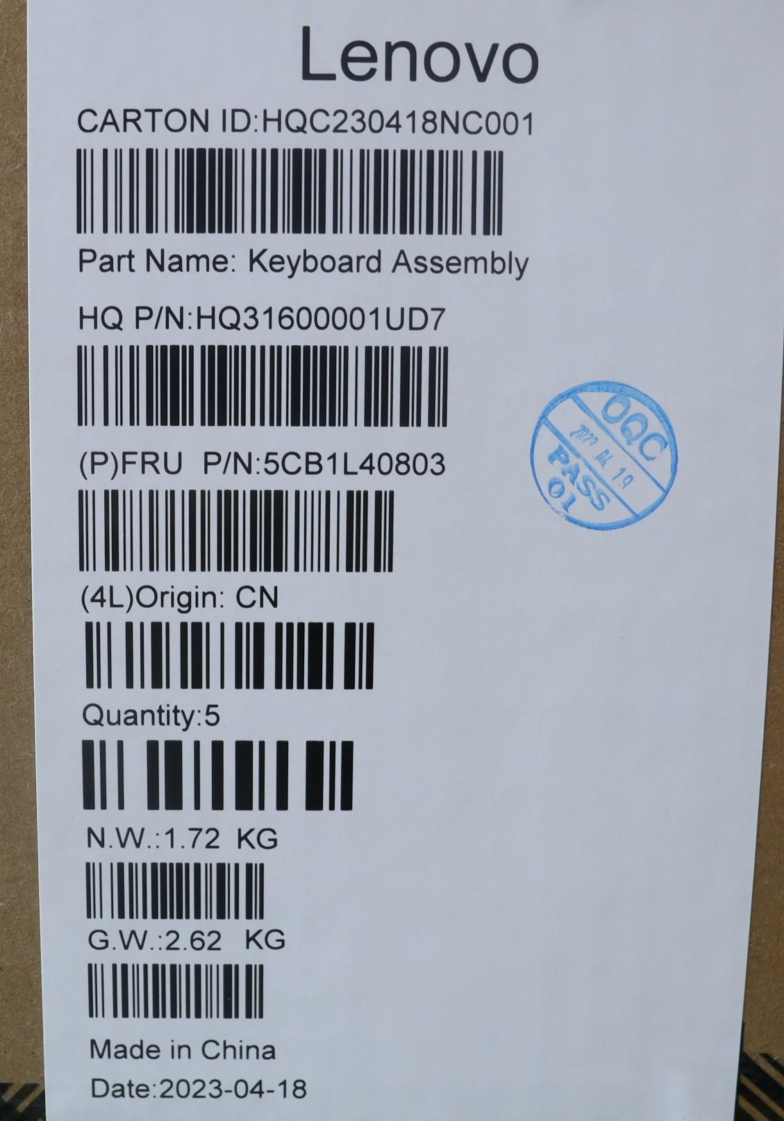 Lenovo Cover Upper Case Assembly Hun - 5CB1L40803