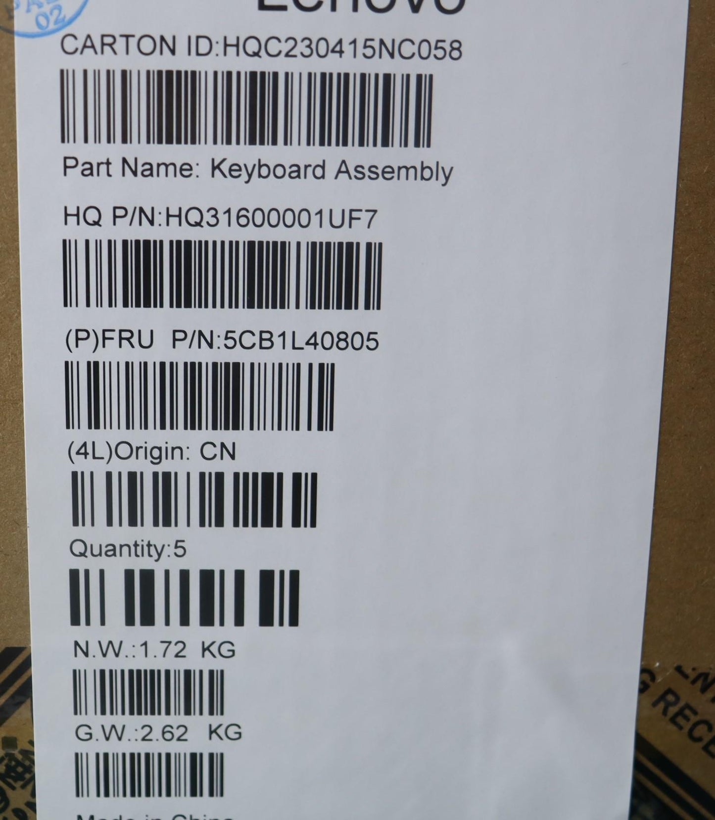 Lenovo Cover Upper Case Assembly Gre - 5CB1L40805