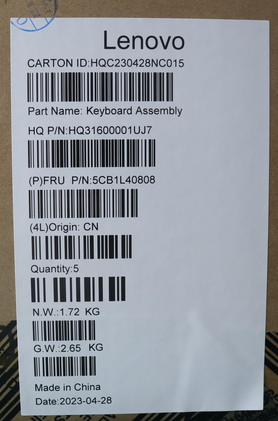 Lenovo Cover Upper Case Assembly Nord - 5CB1L40808