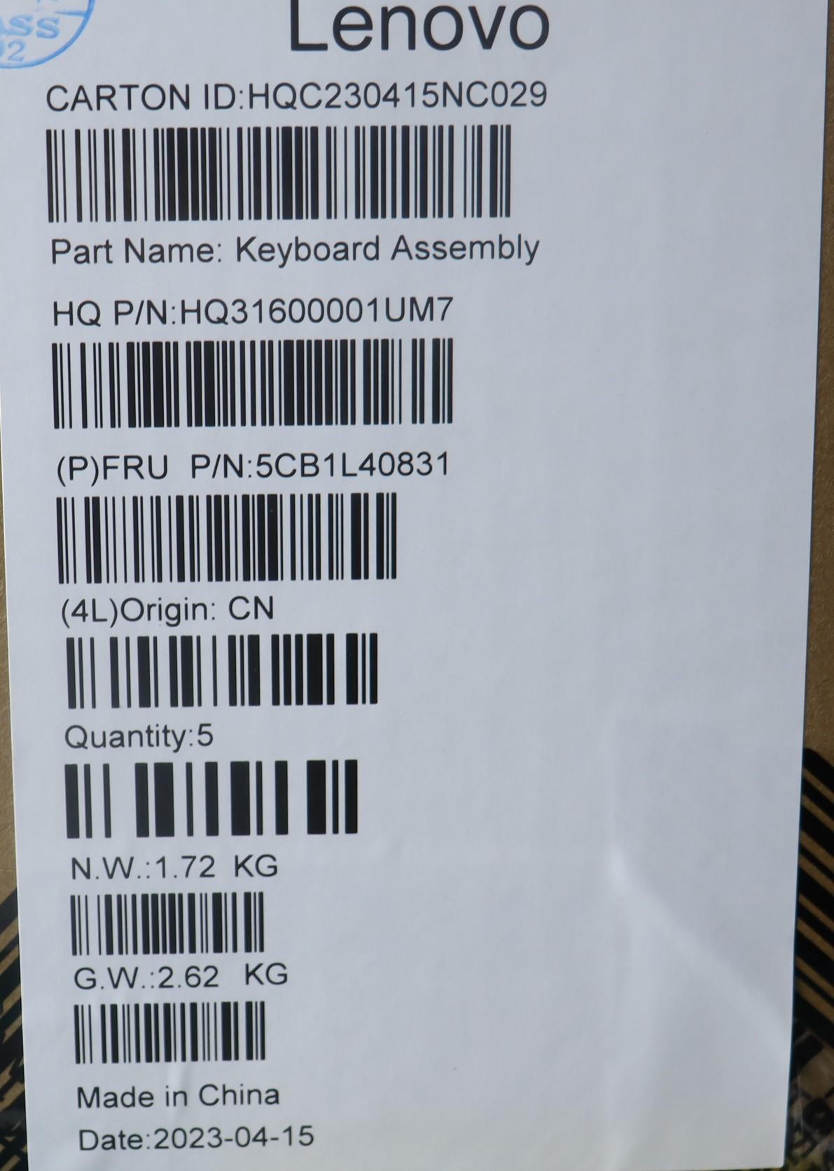 Lenovo Cover Upper Case Assembly Slv - 5CB1L40831