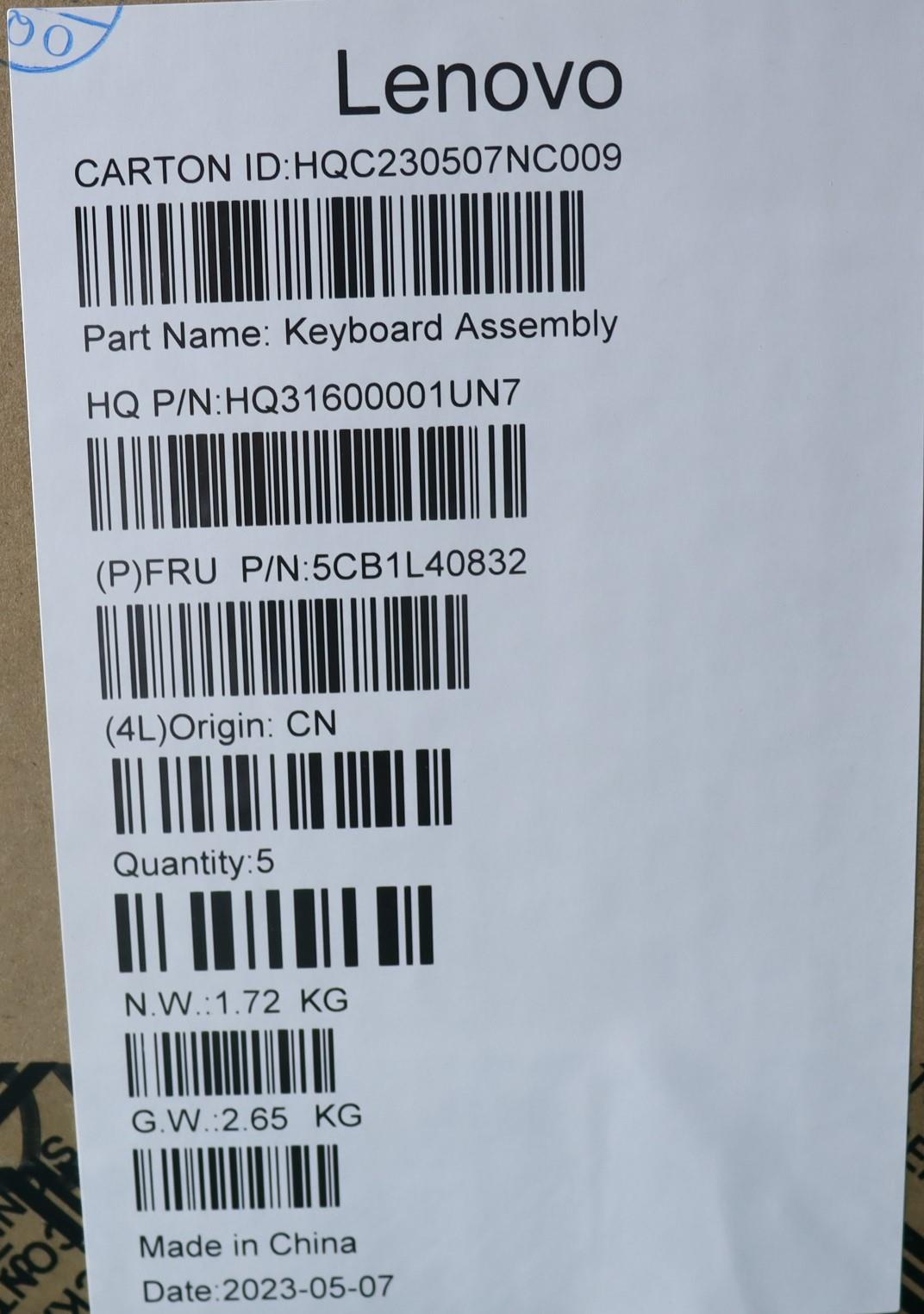 Lenovo Cover Upper Case Assembly Spa - 5CB1L40832