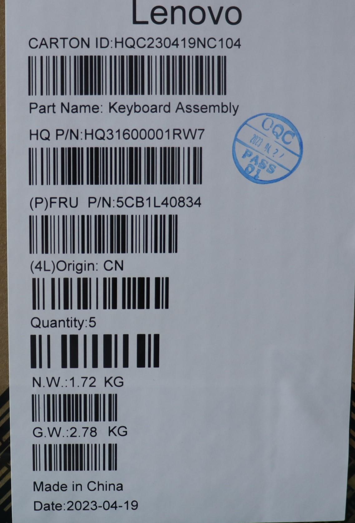 Lenovo Cover Upper Case Assembly Tc H - 5CB1L40834