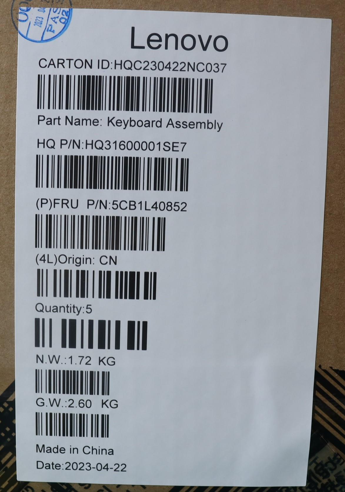 Lenovo Cover Upper Case Assembly Jpn - 5CB1L40852