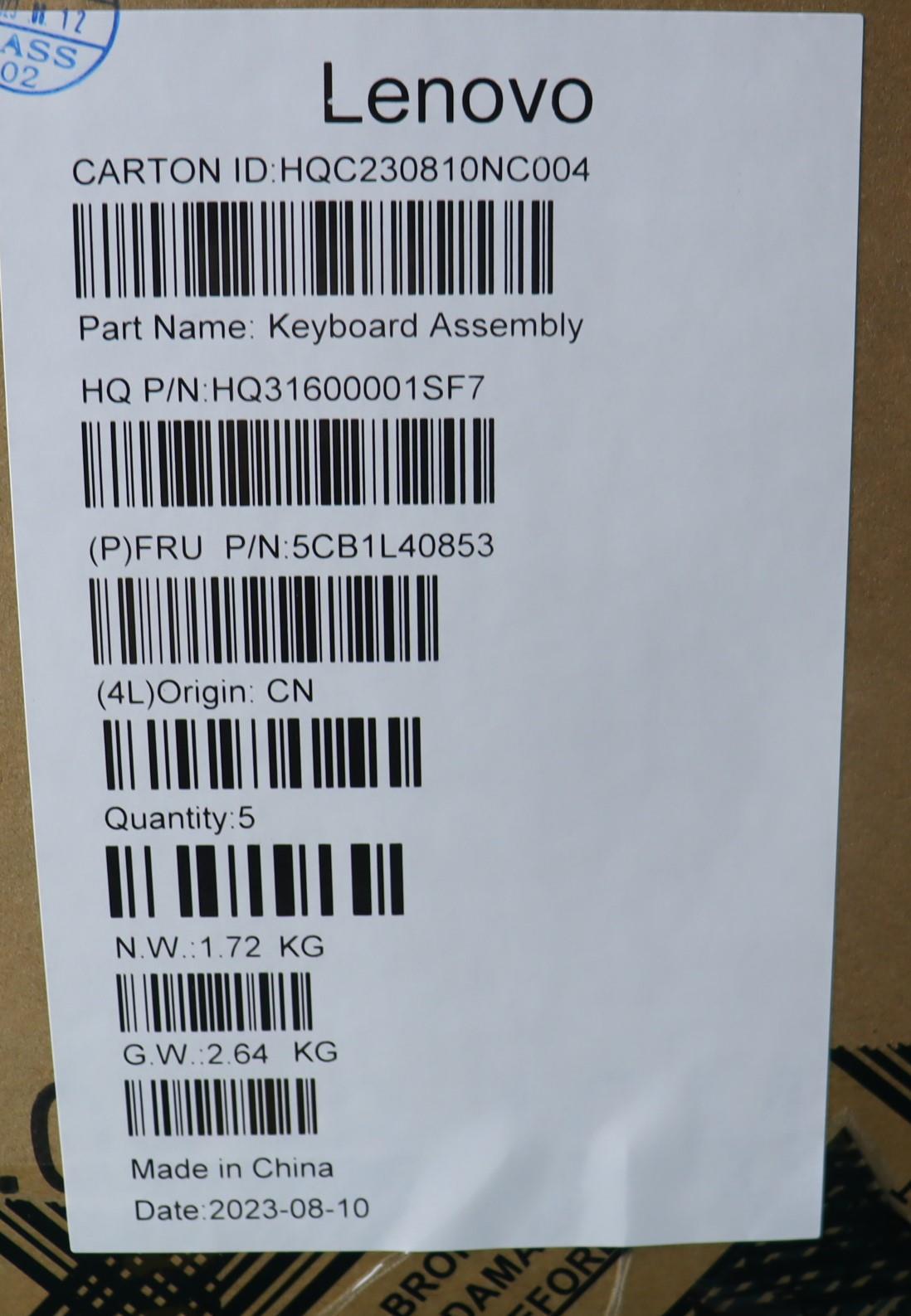 Lenovo Cover Upper Case Assembly Ita - 5CB1L40853