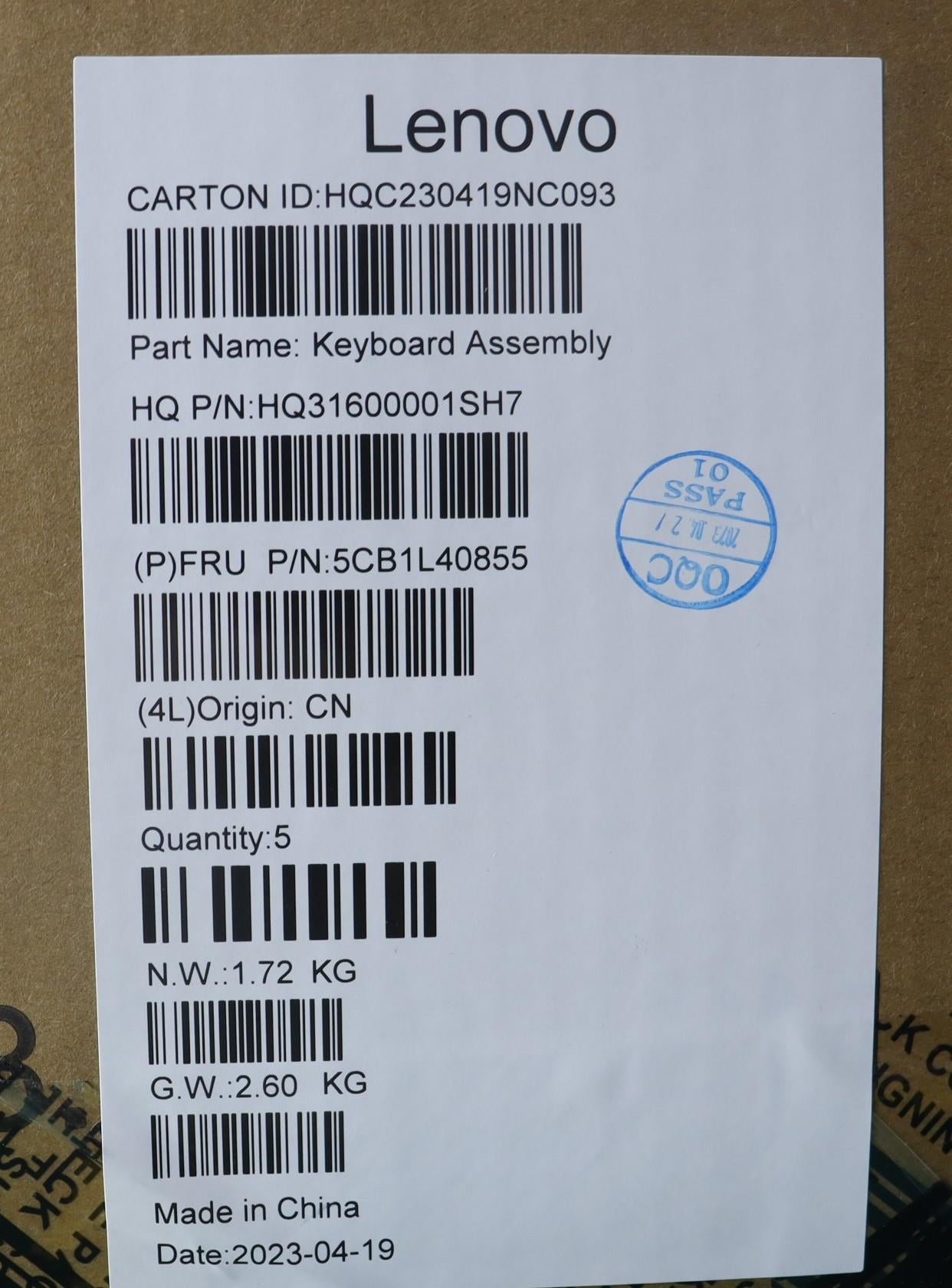 Lenovo Cover Upper Case Assembly Hun - 5CB1L40855