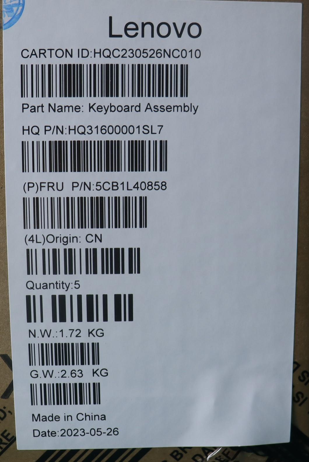 Lenovo Cover Upper Case Assembly Ger - 5CB1L40858