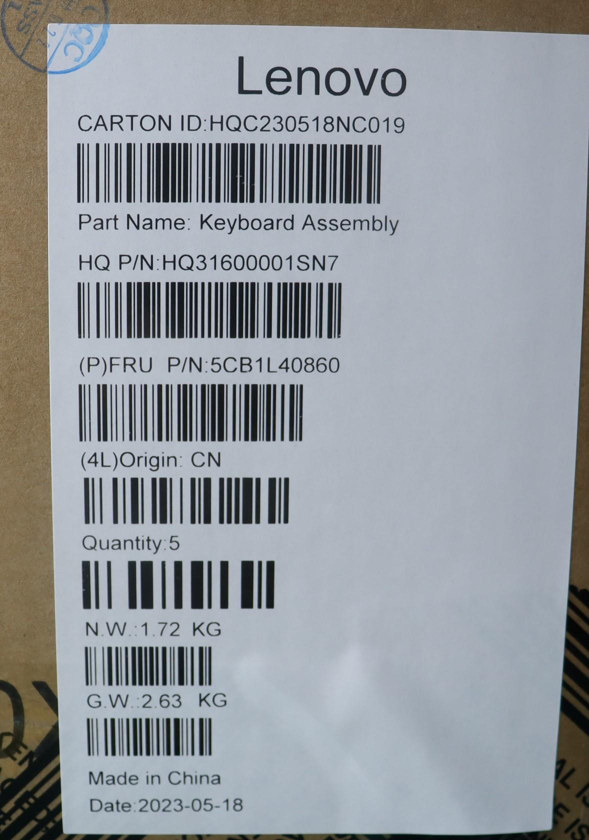 Lenovo Cover Upper Case Assembly Nord - 5CB1L40860