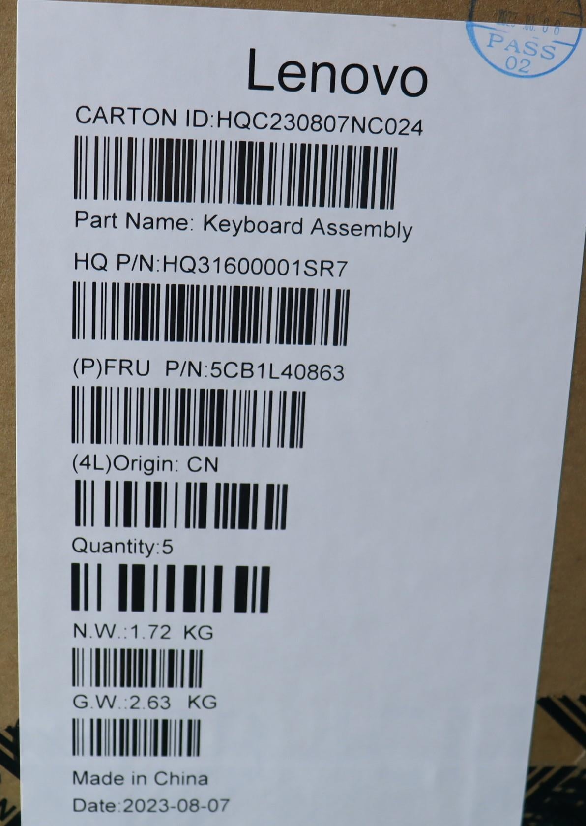 Lenovo Cover Upper Case Assembly Slv - 5CB1L40863