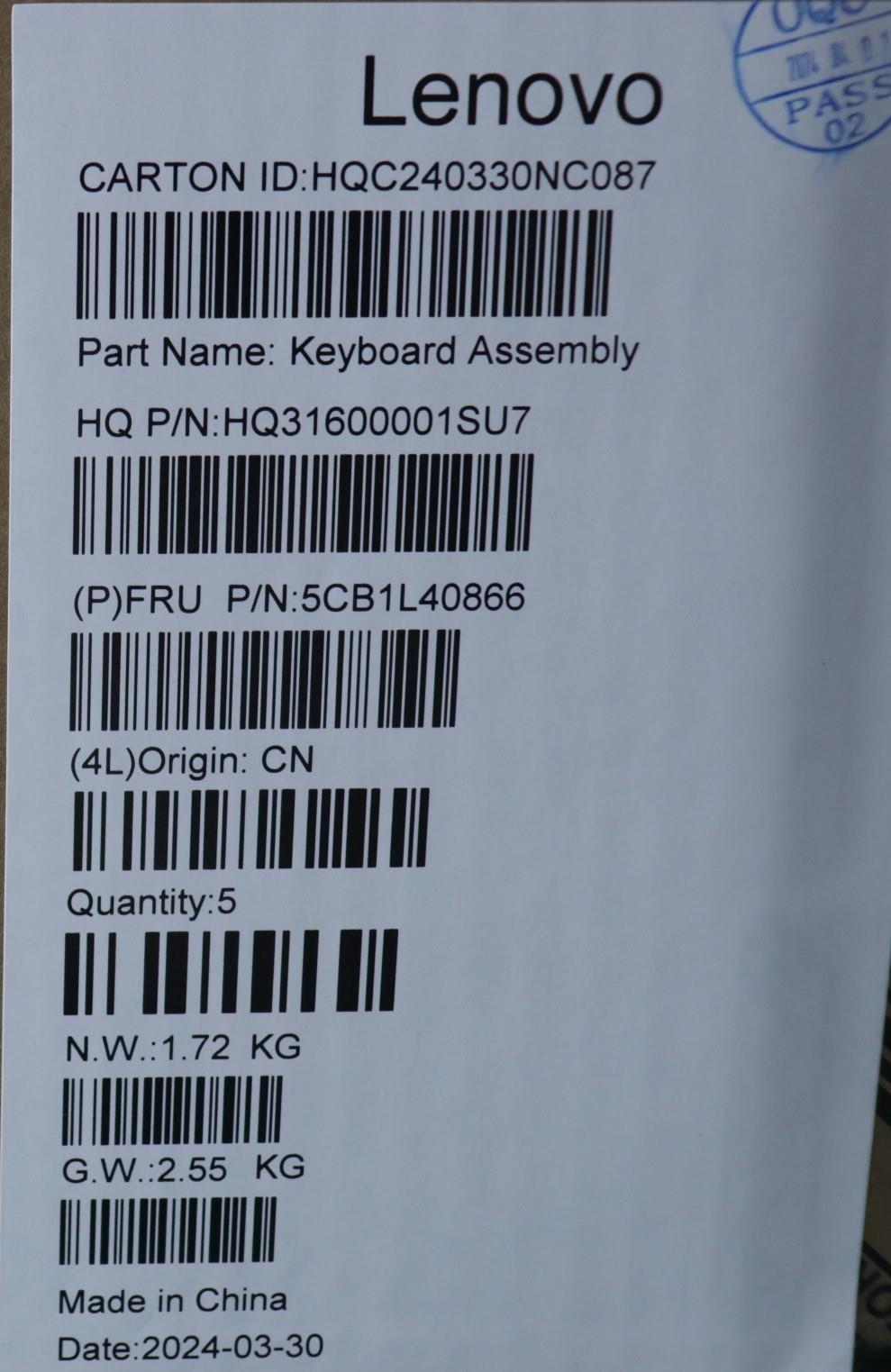 Lenovo Cover Upper Case Assembly Tc H - 5CB1L40866