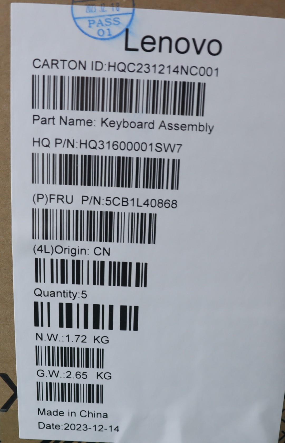 Lenovo Cover Upper Case Assembly Tur - 5CB1L40868